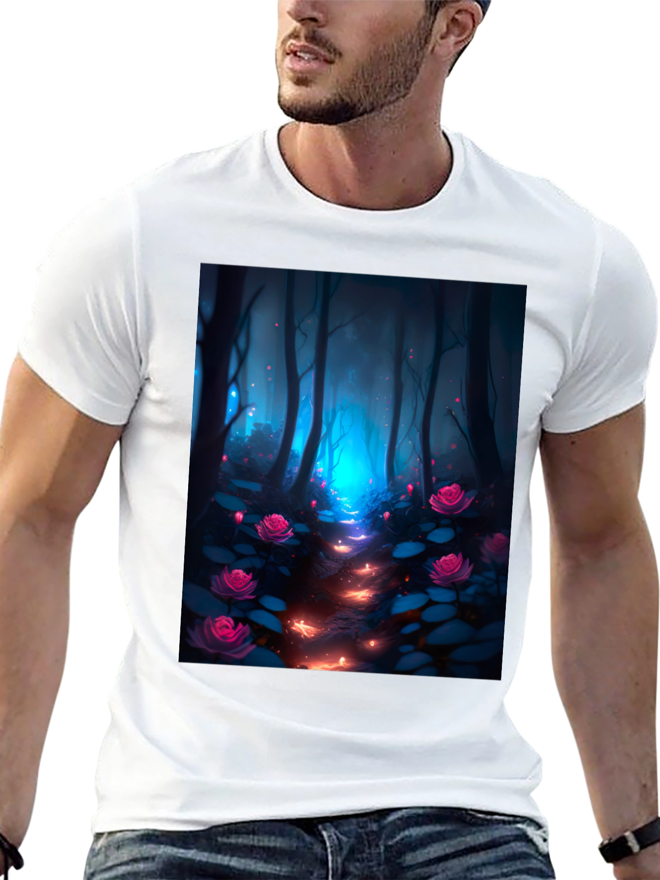 Enchanted Forest Graphic Tee - Black Cotton Blend