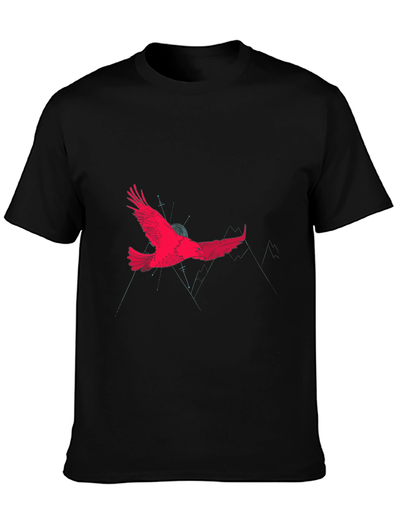 Eagle Graphic Print Crew Neck Tee - Black