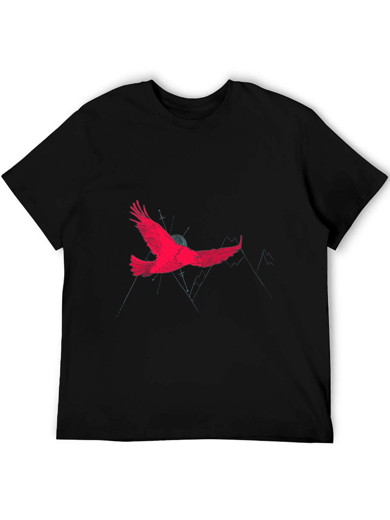 Eagle Graphic Print Crew Neck Tee - Black