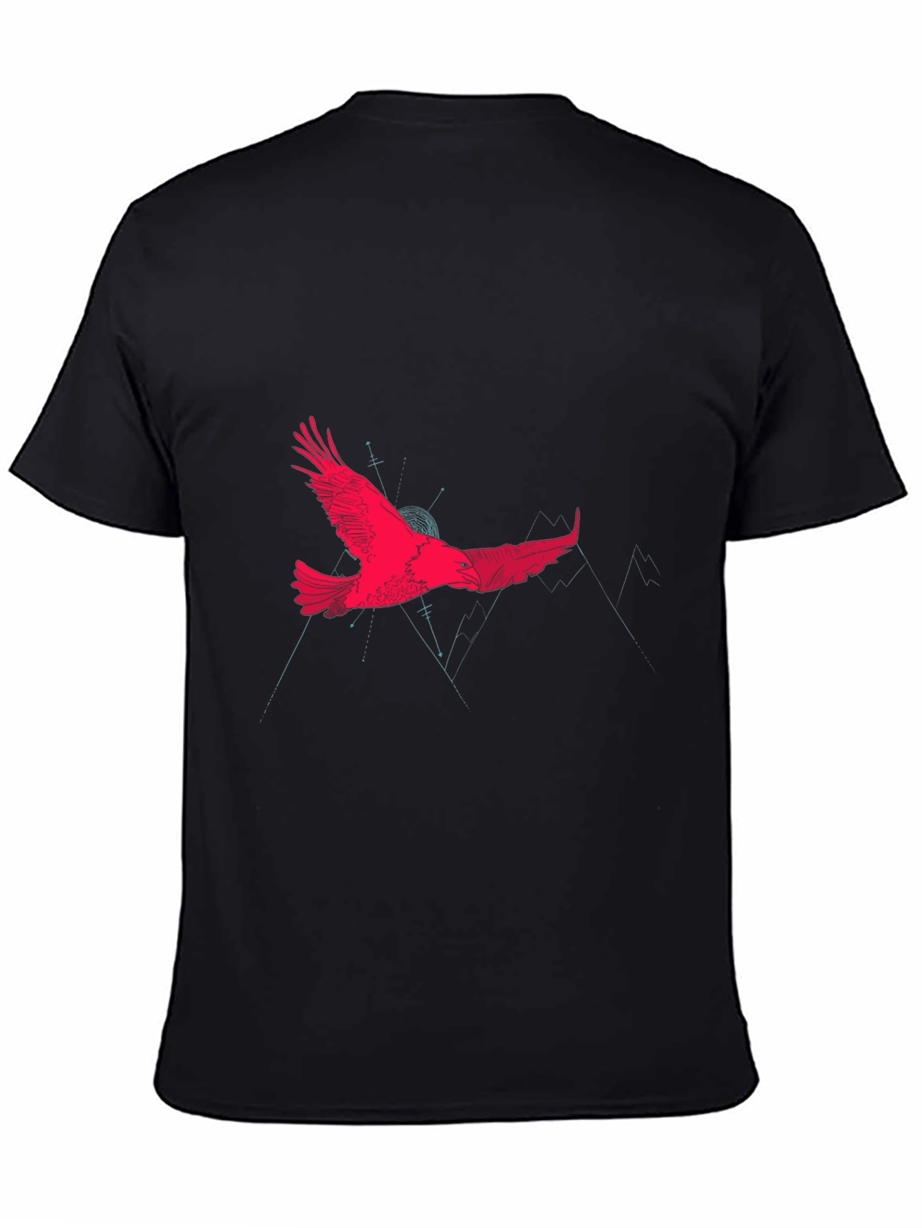 Eagle Graphic Print Crew Neck Tee - Black