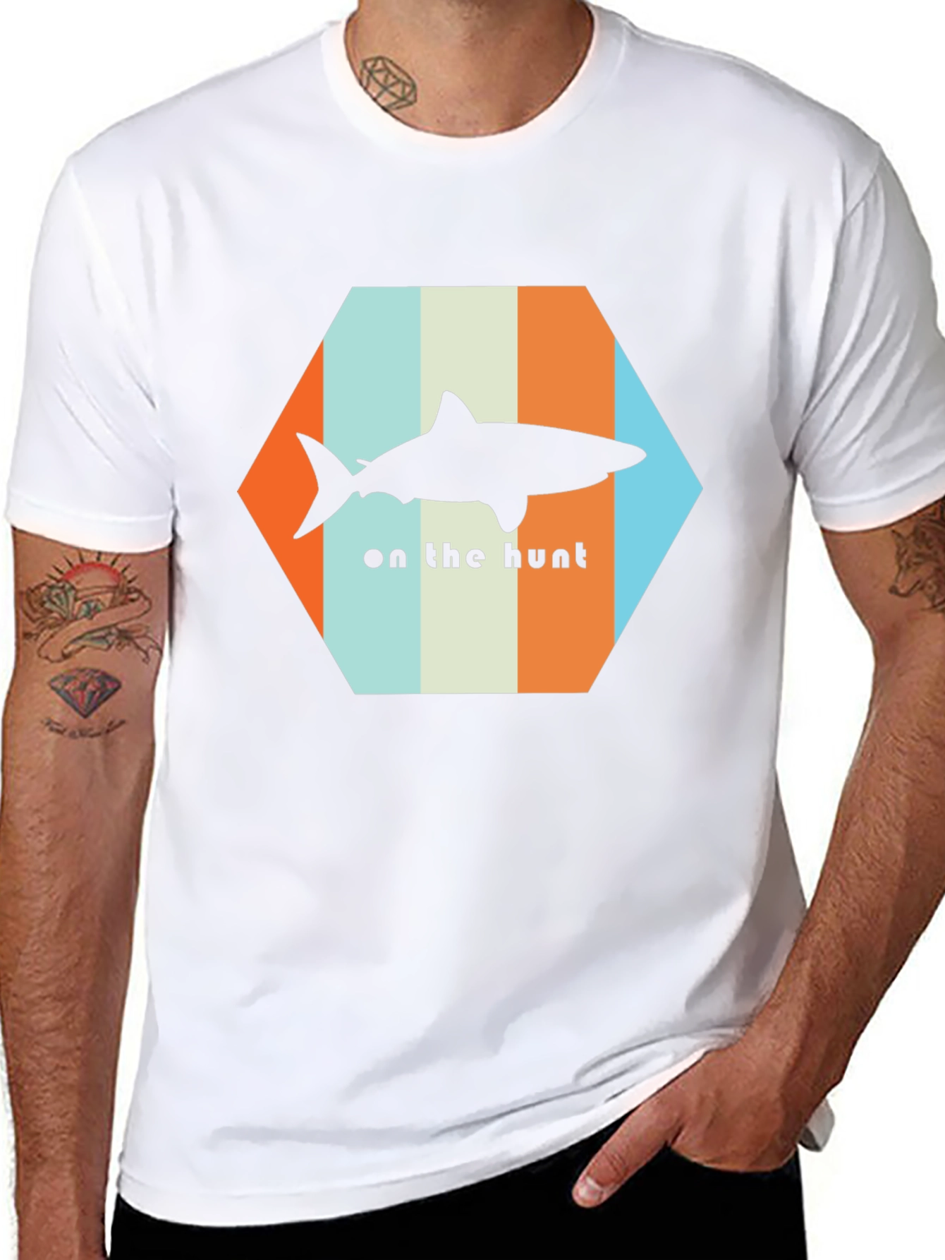 Shark On The Hunt T-Shirt - Retro Style