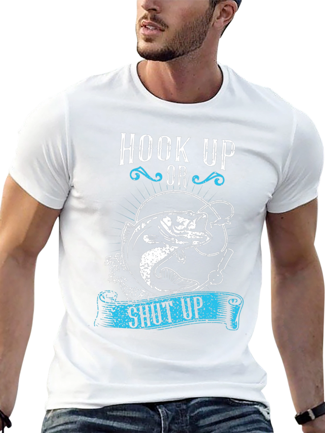Hook Up or Shut Up Fishing Graphic T-Shirt