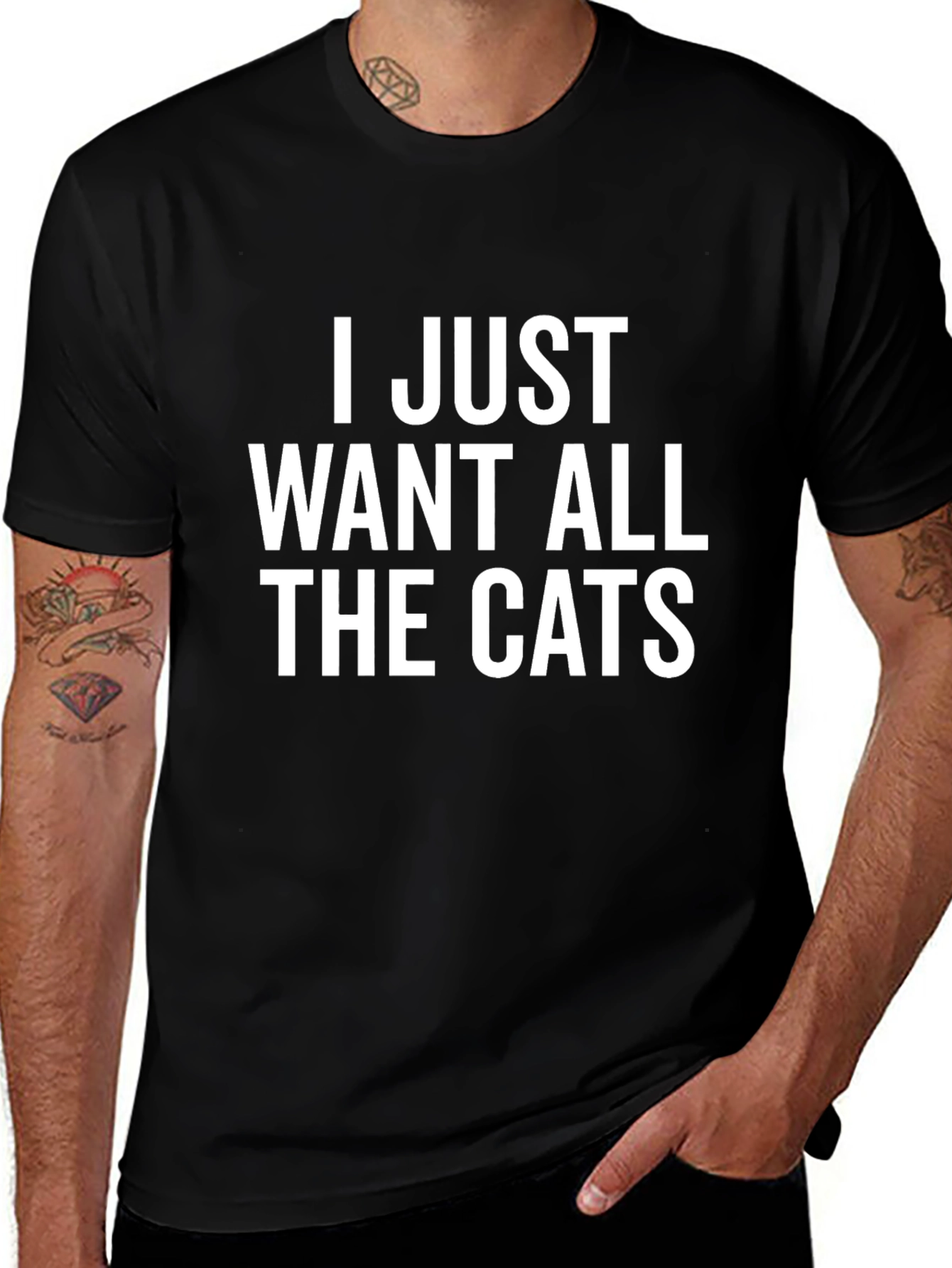 I Just Want All The Cats Black T-Shirt