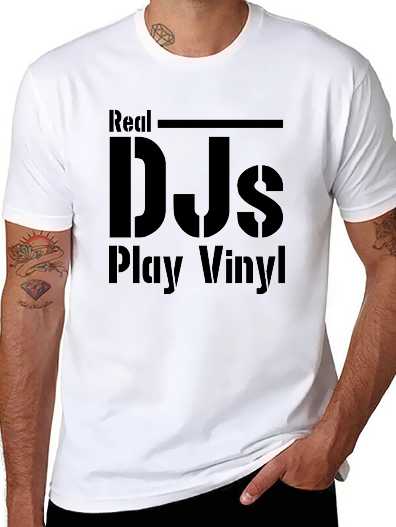 Real DJs Play Vinyl Black T-Shirt