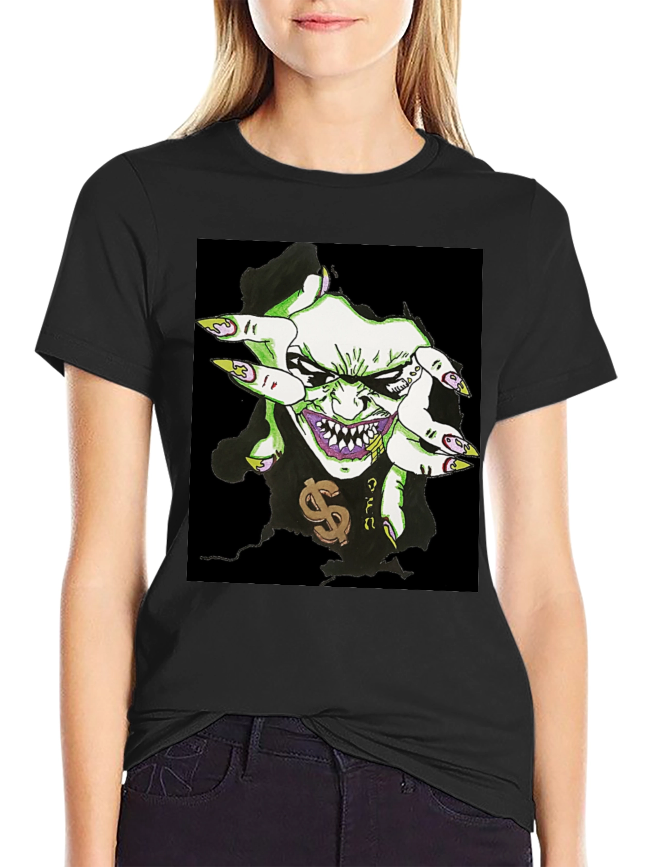 Mens Black Graphic Tee - Joker Design