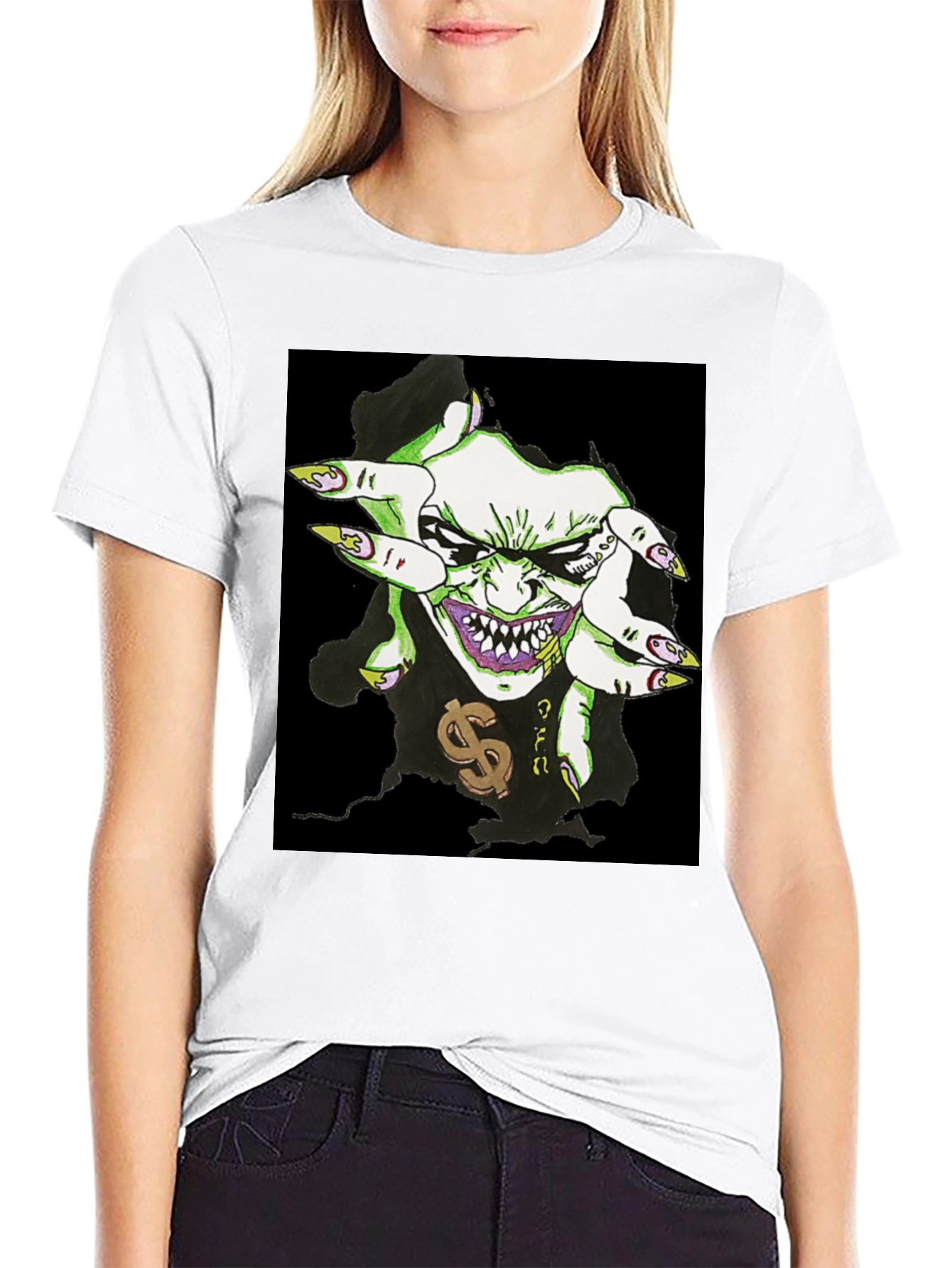 Mens Black Graphic Tee - Joker Design