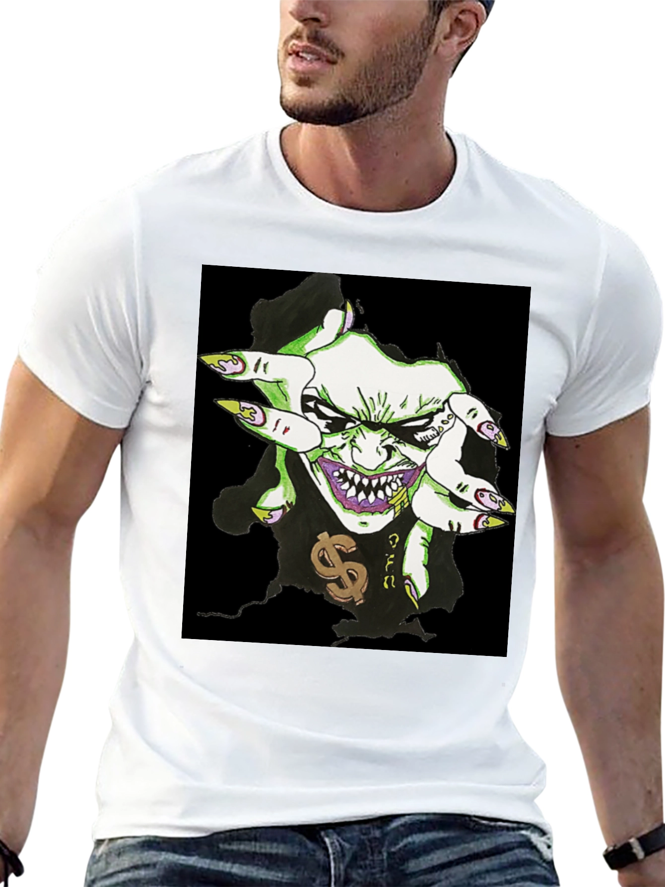 Mens Black Graphic Tee - Joker Design