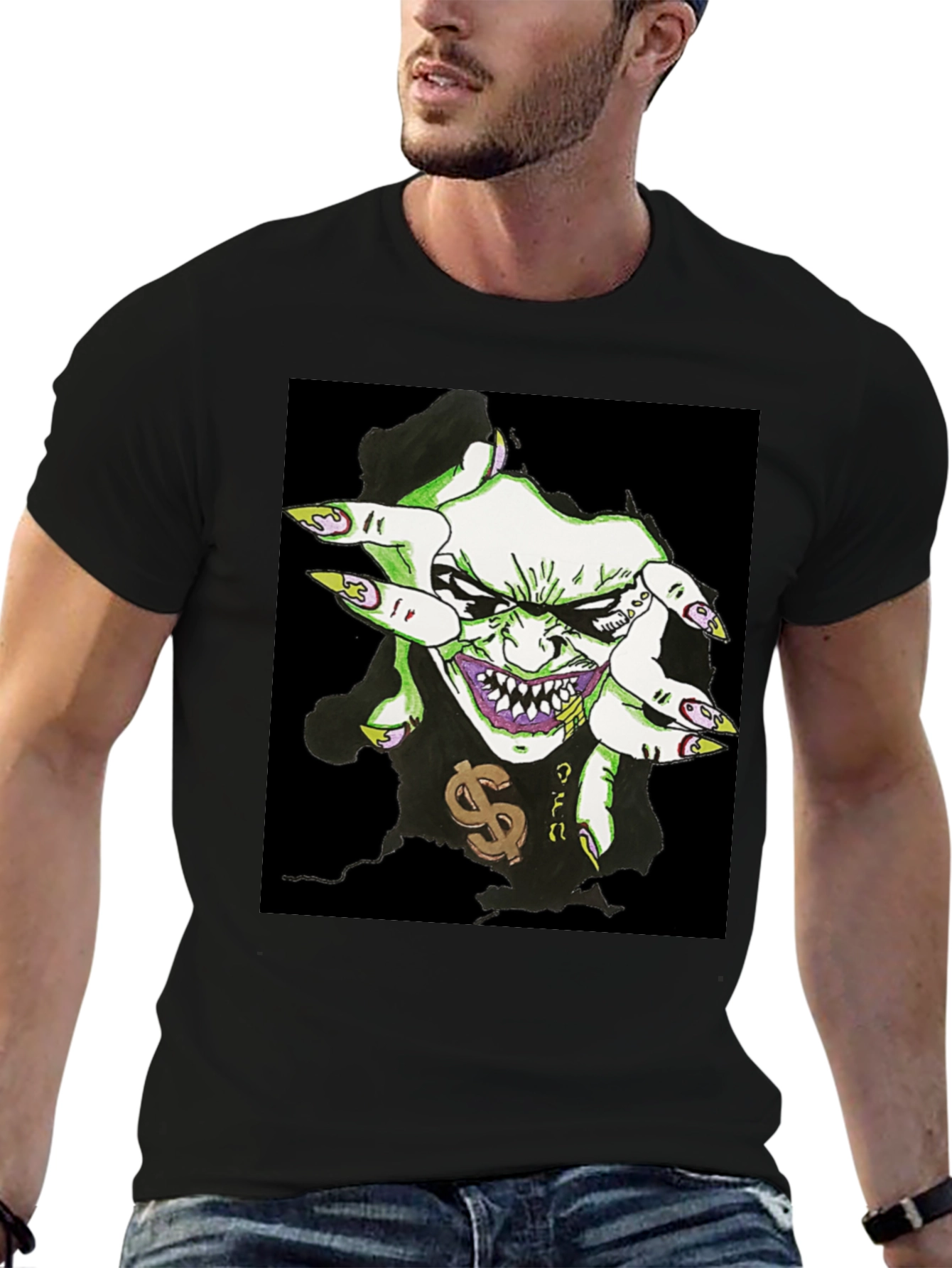 Mens Black Graphic Tee - Joker Design