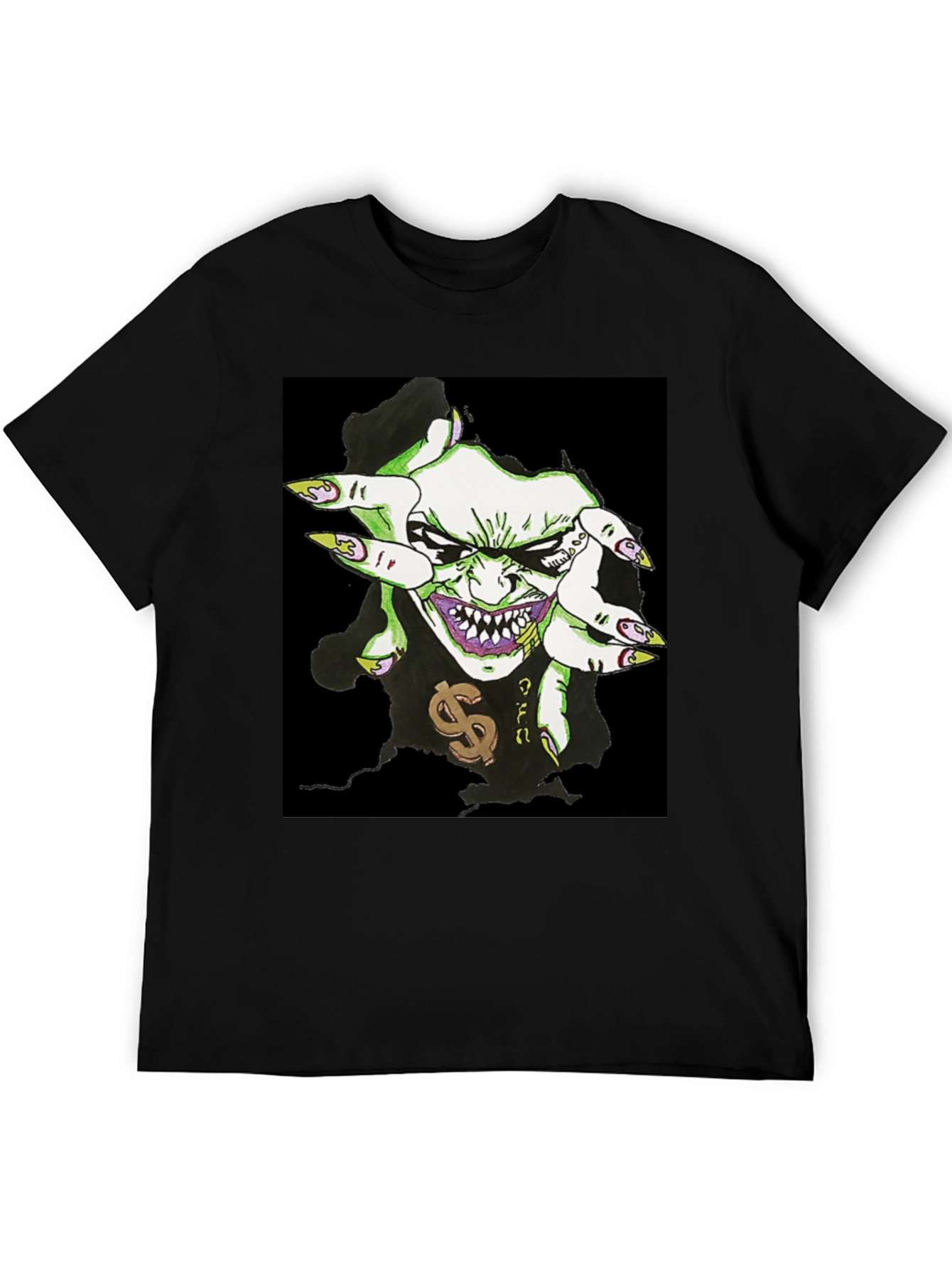 Mens Black Graphic Tee - Joker Design