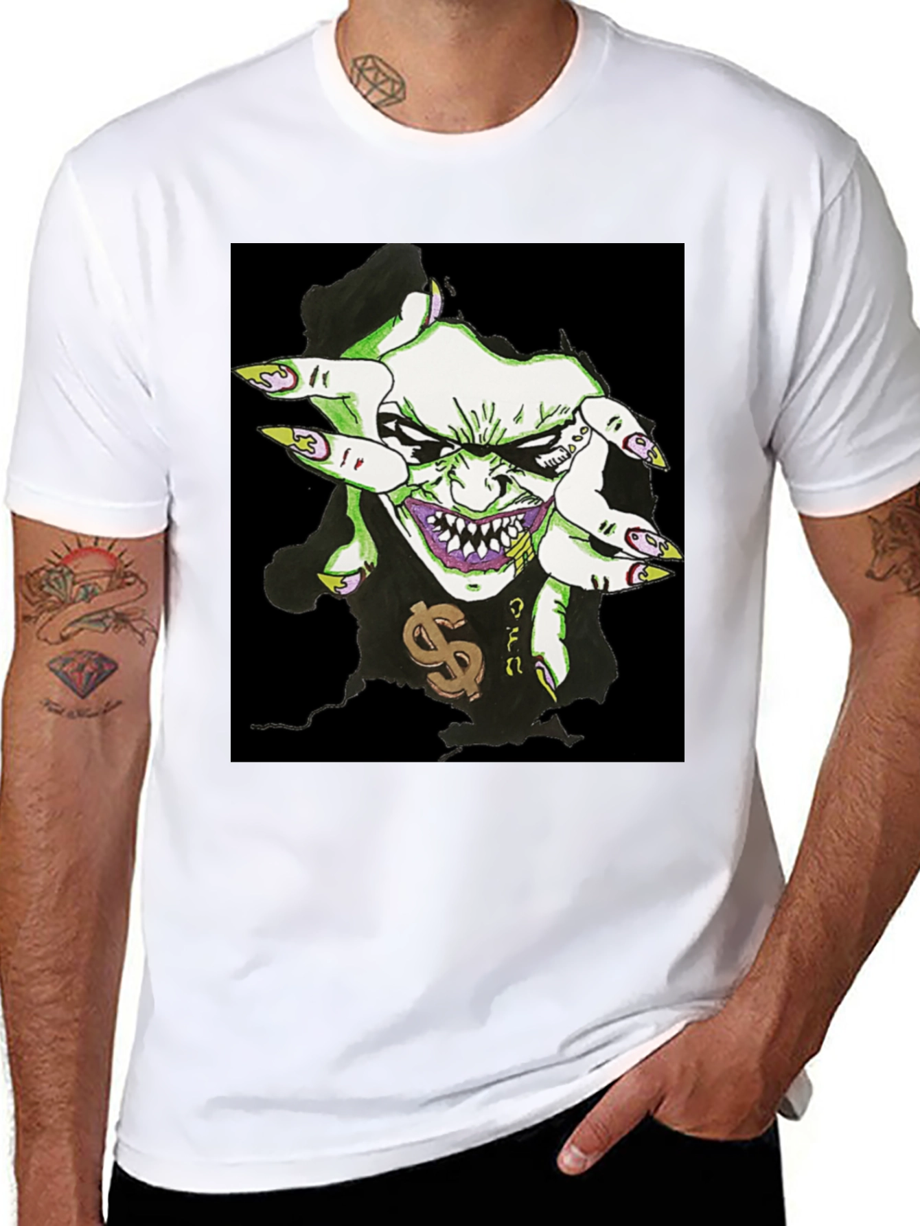 Mens Black Graphic Tee - Joker Design