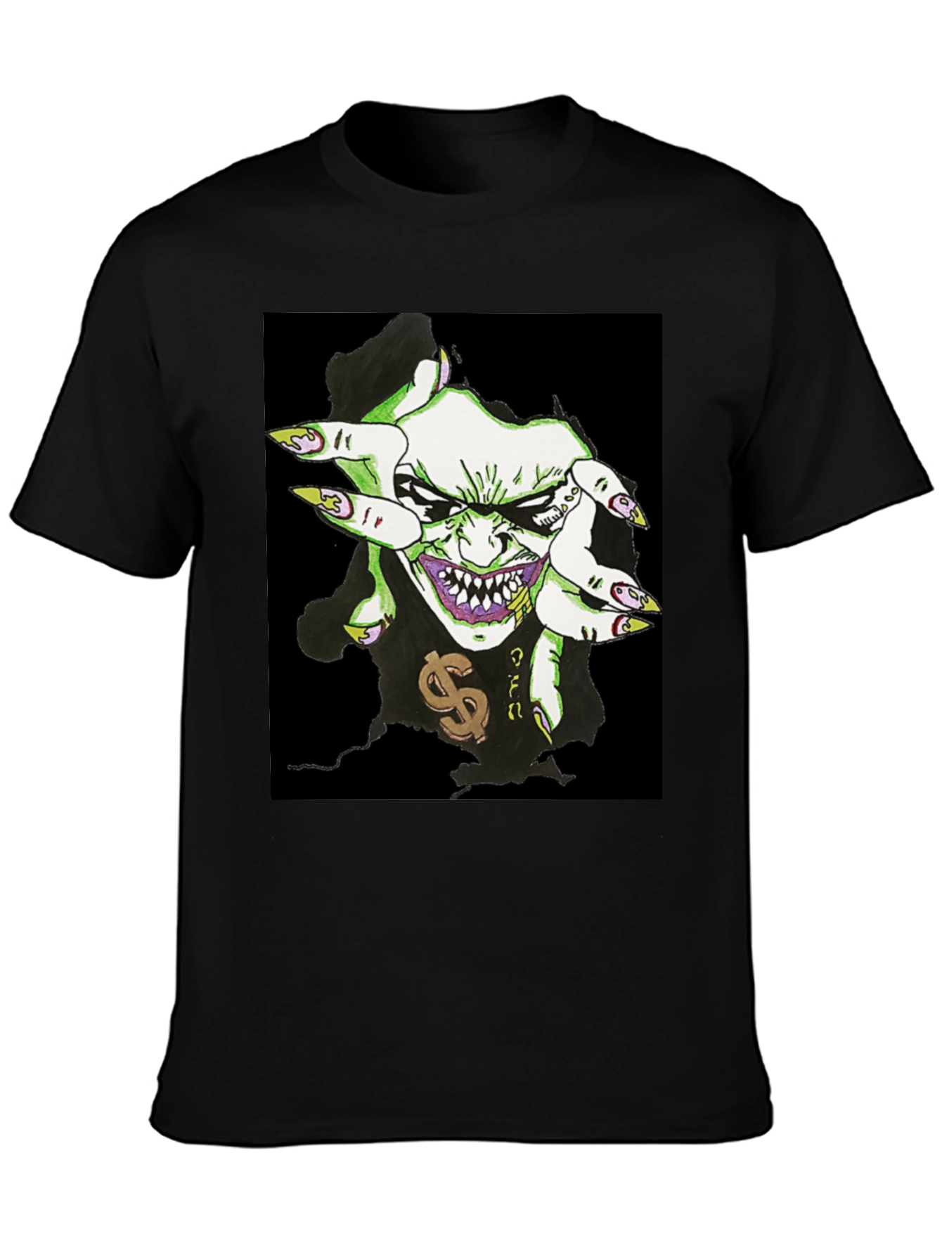 Mens Black Graphic Tee - Joker Design