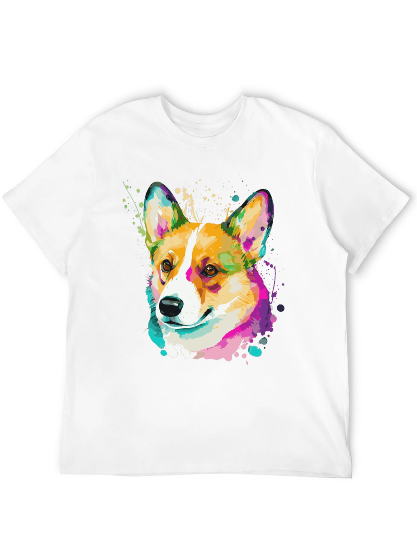Corgi Splash Art Black T-Shirt