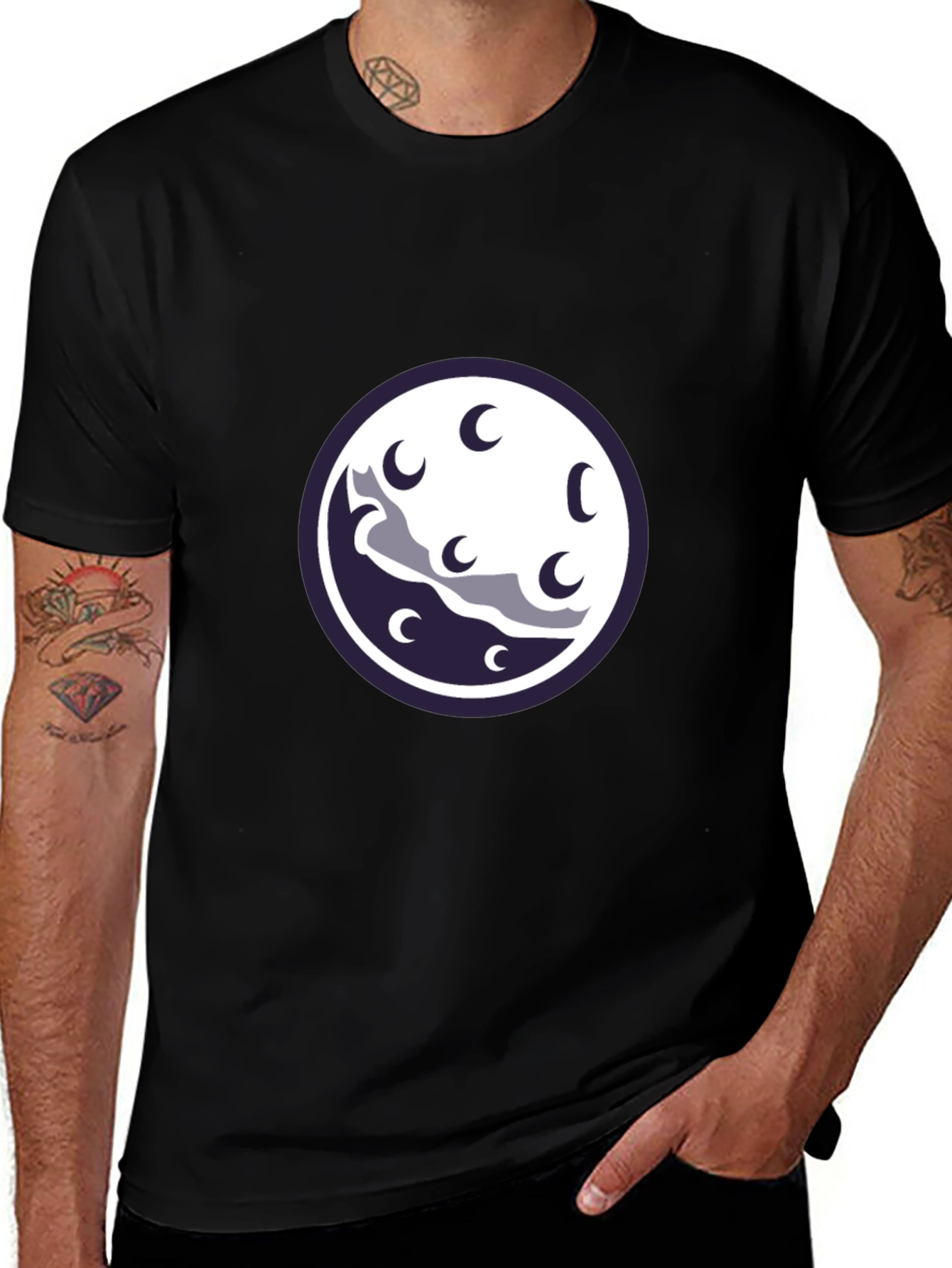 Night Sky Moon Graphic Tee - Black