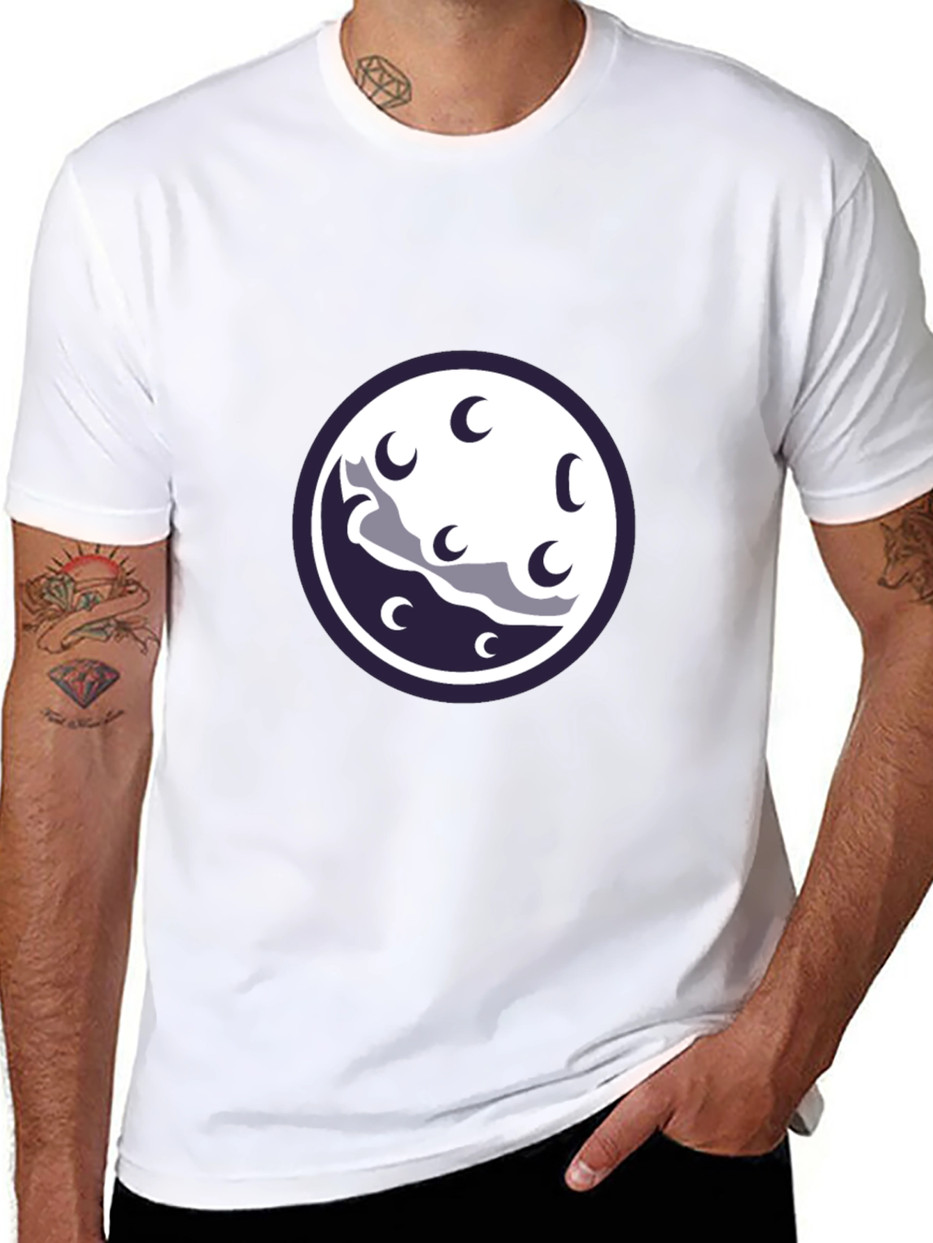 Night Sky Moon Graphic Tee - Black