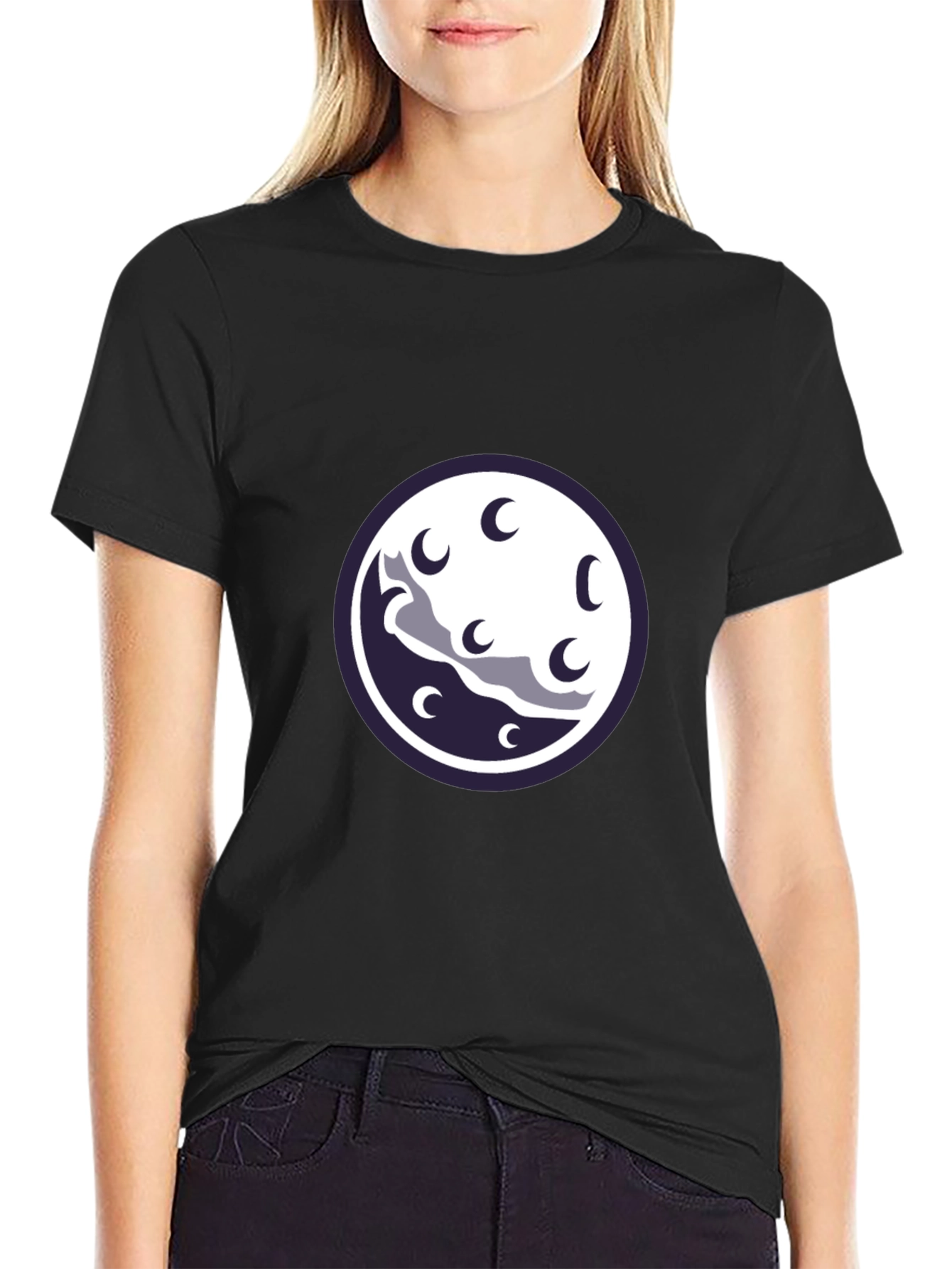 Night Sky Moon Graphic Tee - Black