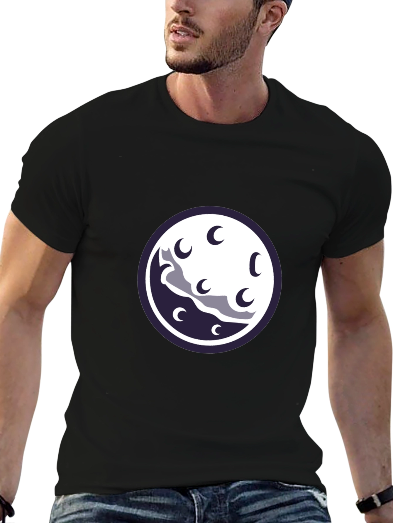 Night Sky Moon Graphic Tee - Black