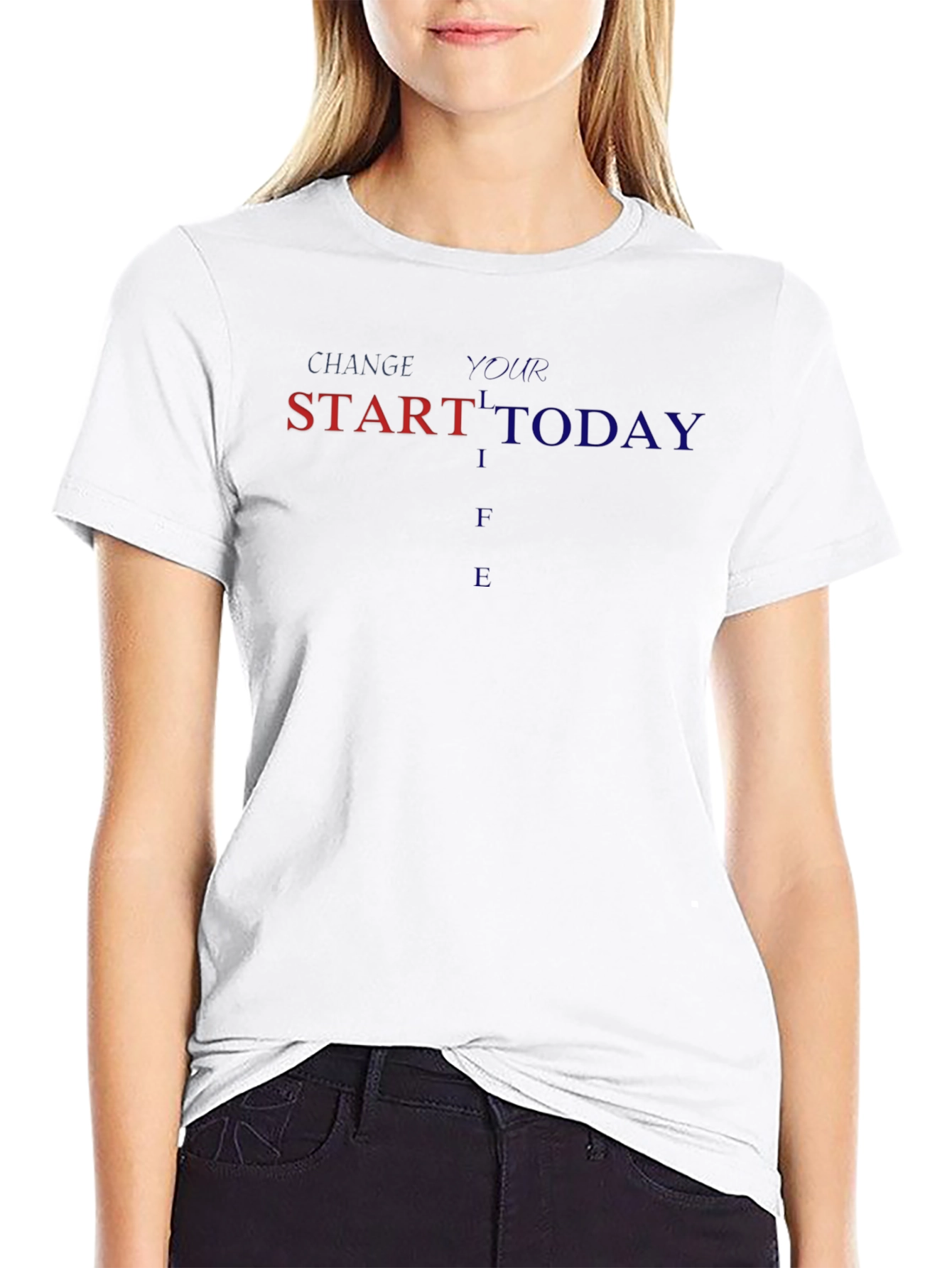 Change Your Life Start Today Black Graphic Tee