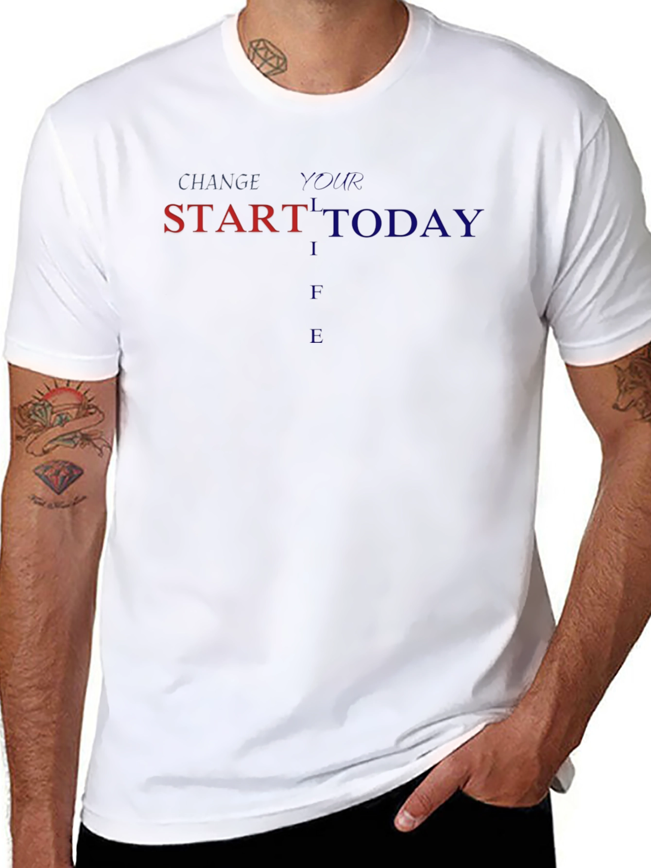 Change Your Life Start Today Black Graphic Tee