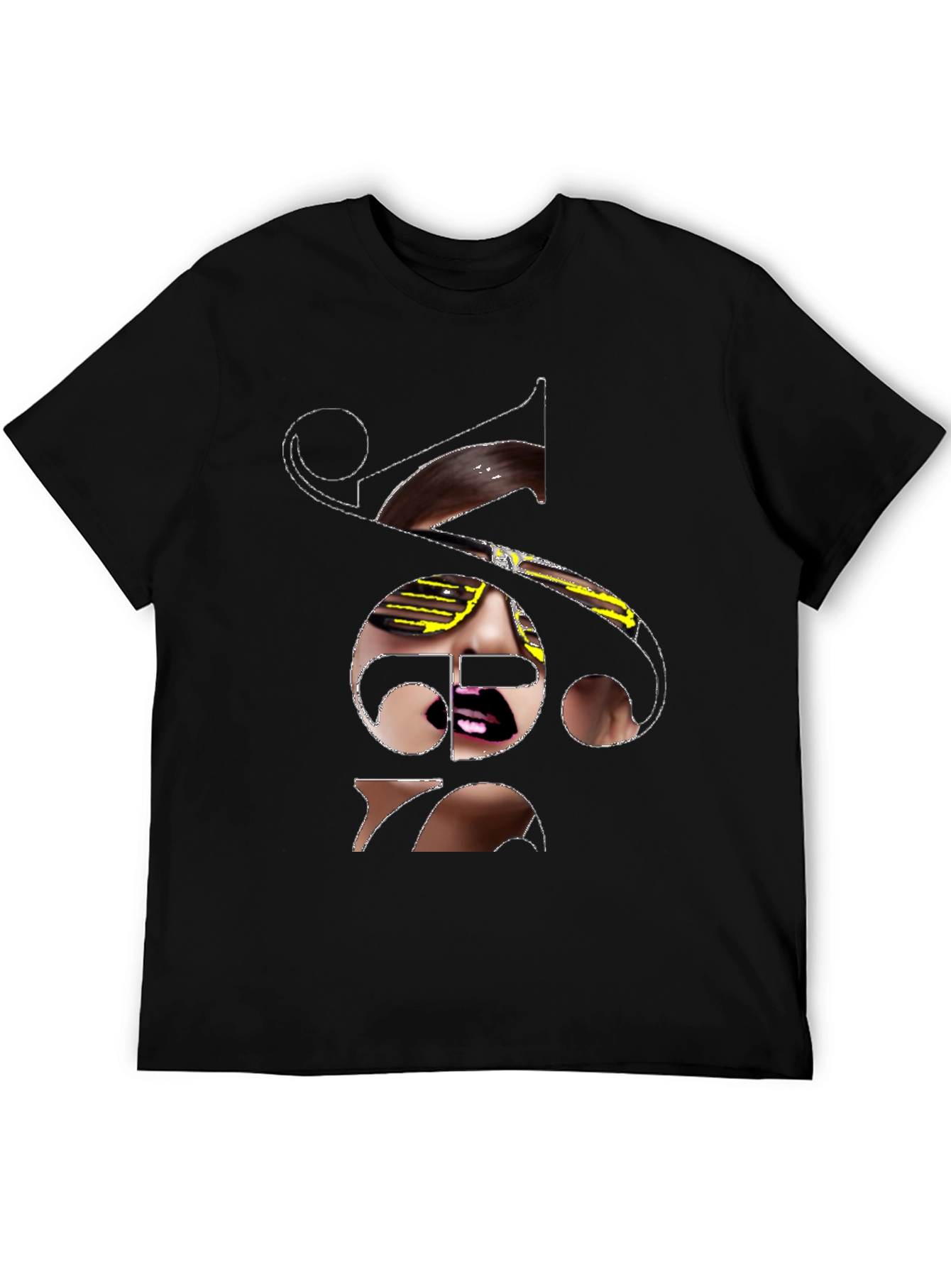 Unique Graphic Print Tee - Black Cotton Blend