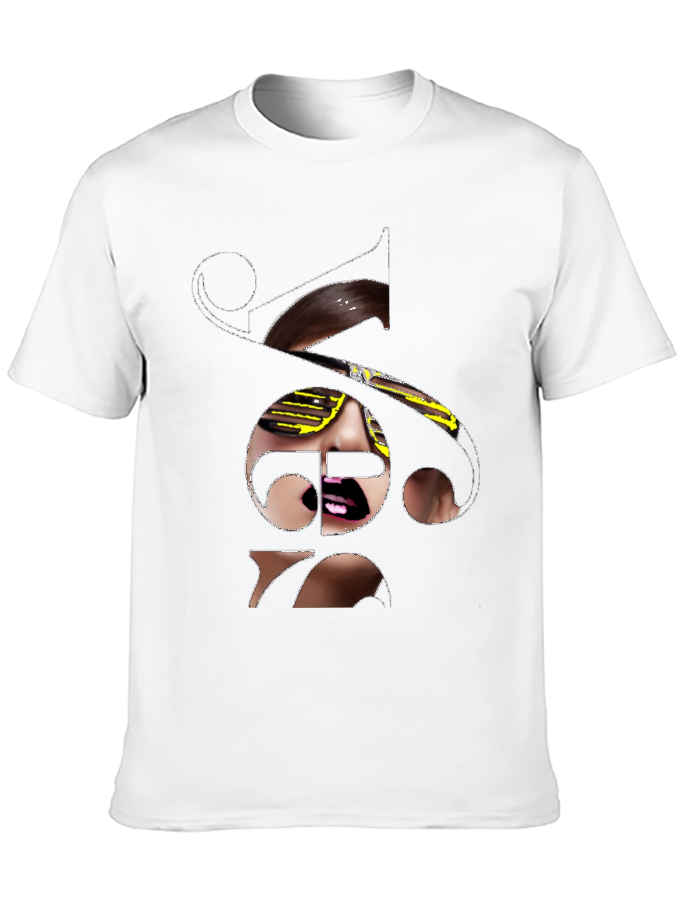 Unique Graphic Print Tee - Black Cotton Blend