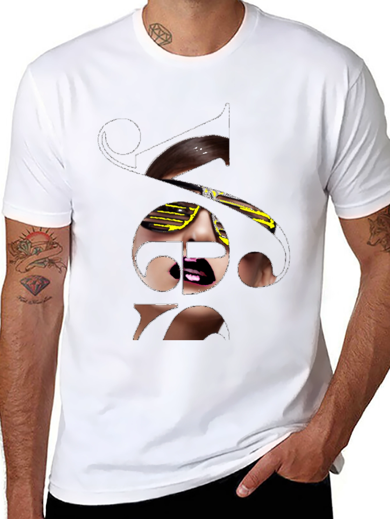 Unique Graphic Print Tee - Black Cotton Blend