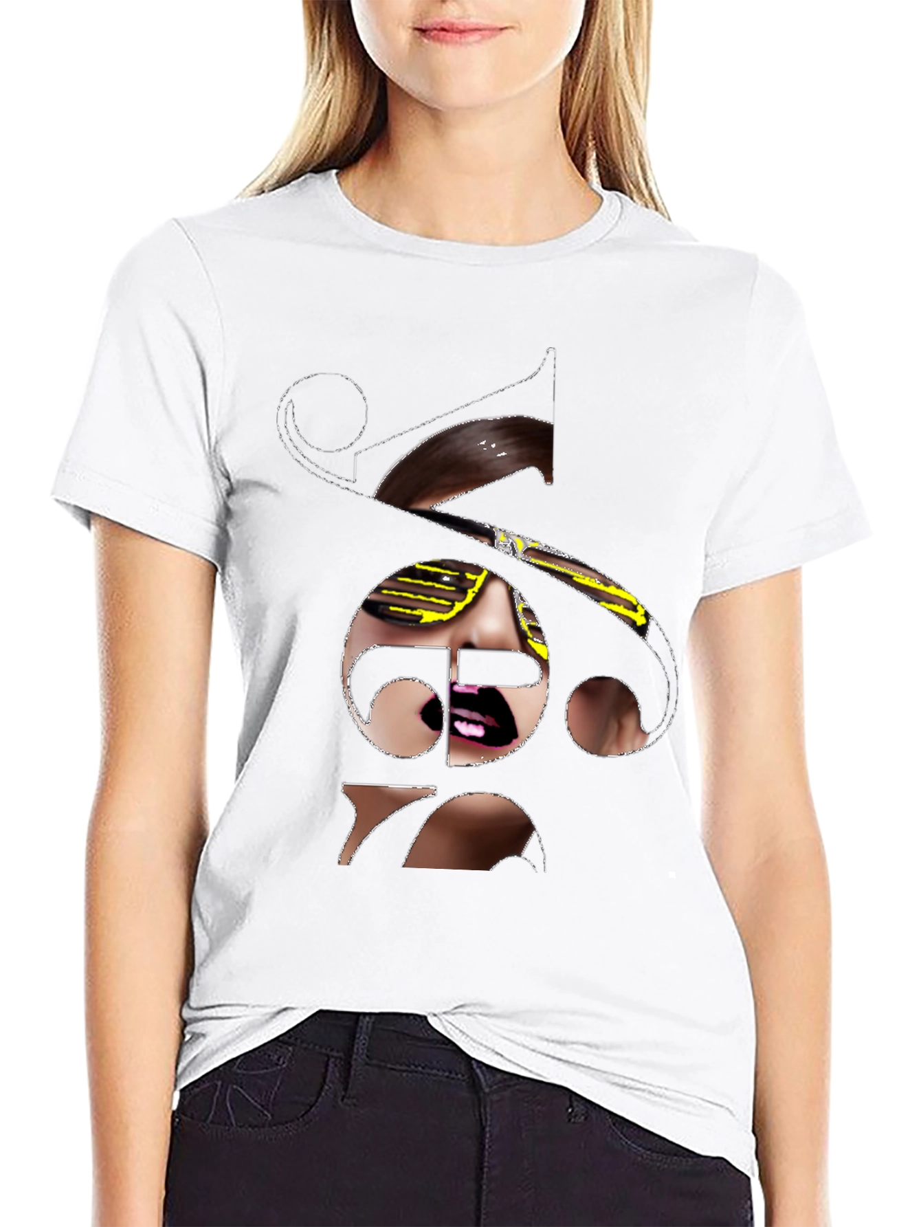Unique Graphic Print Tee - Black Cotton Blend