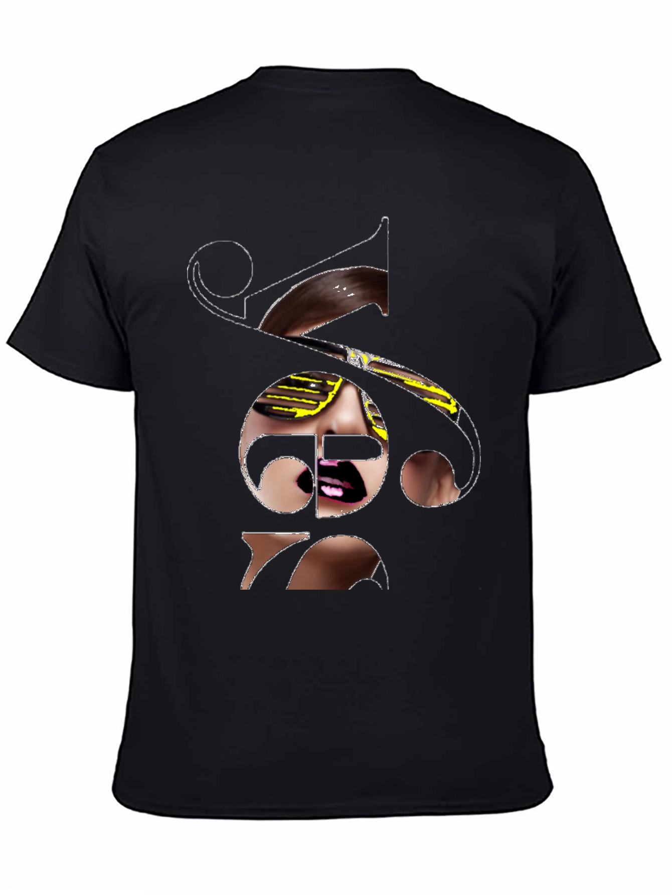 Unique Graphic Print Tee - Black Cotton Blend