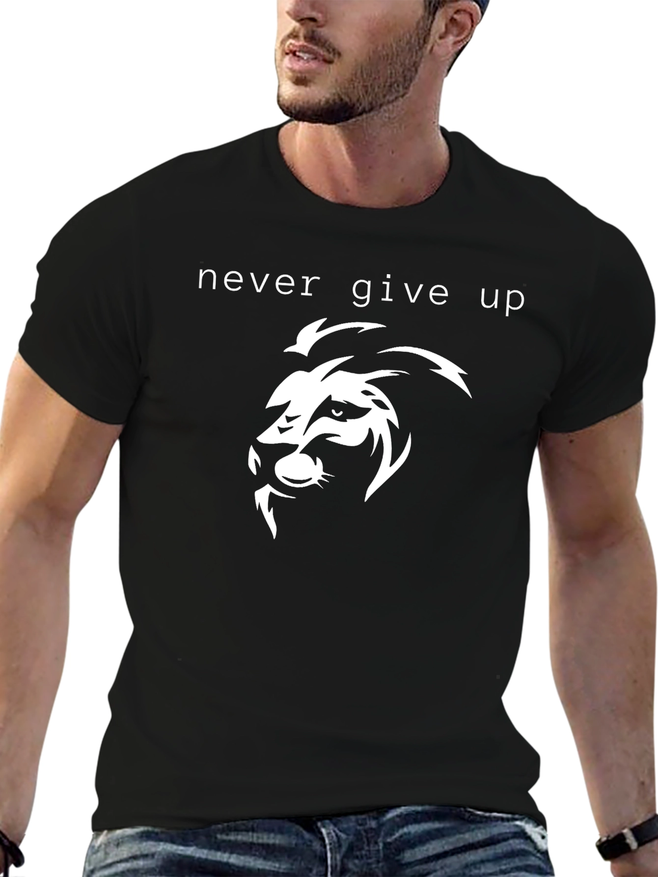 Never Give Up Lion Graphic Tee