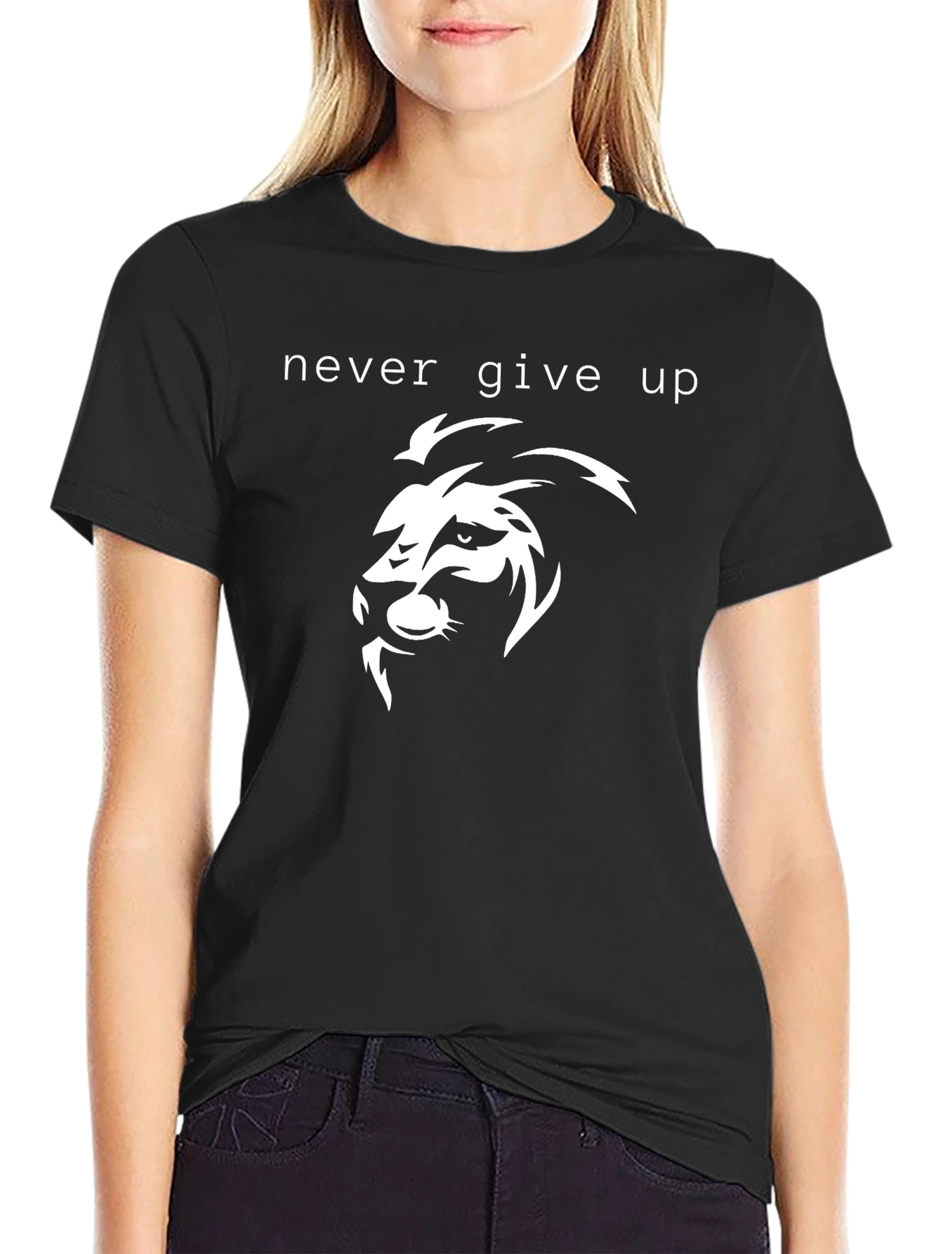 Never Give Up Lion Graphic Tee