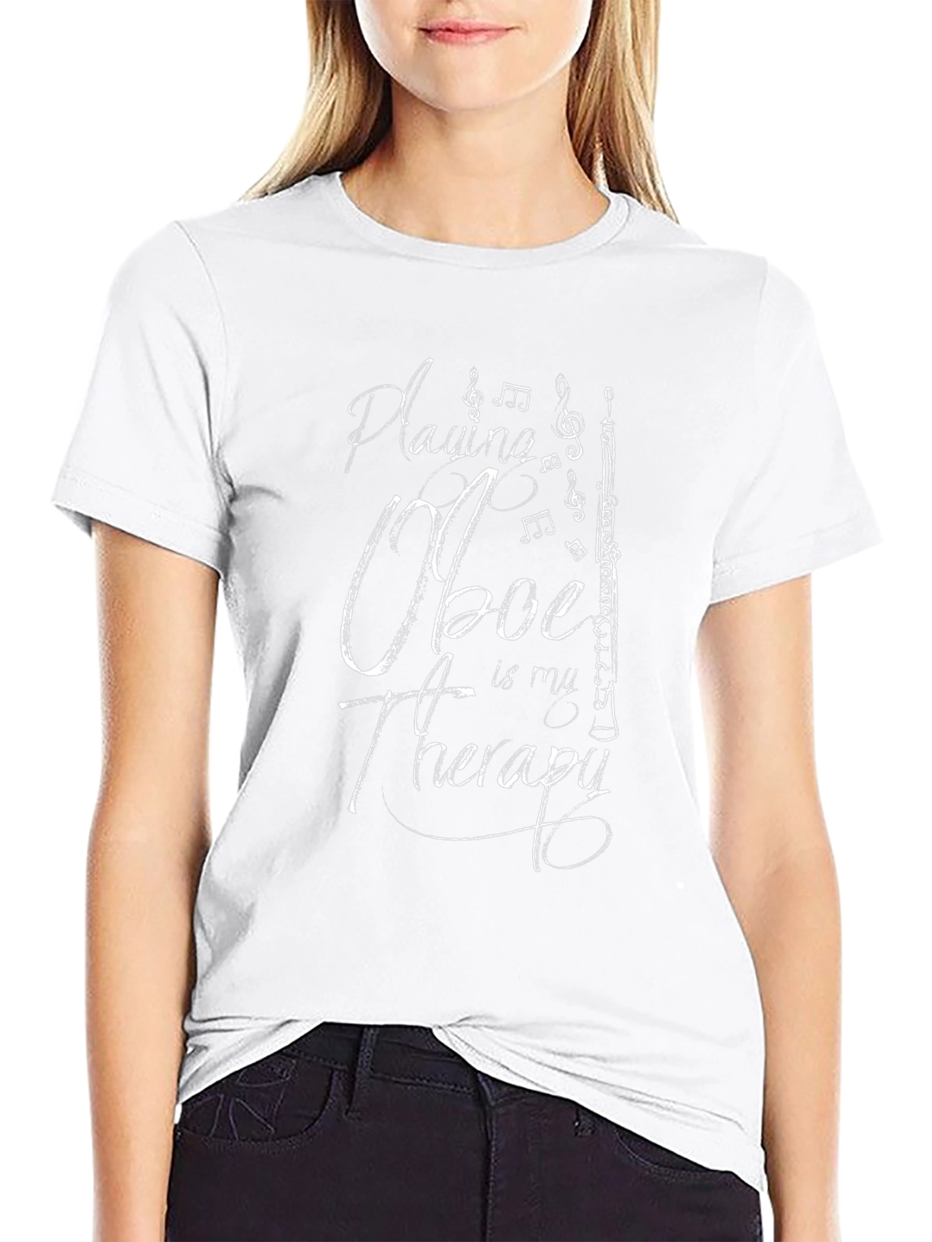 Playing Oboe Is My Therapy Black T-Shirt