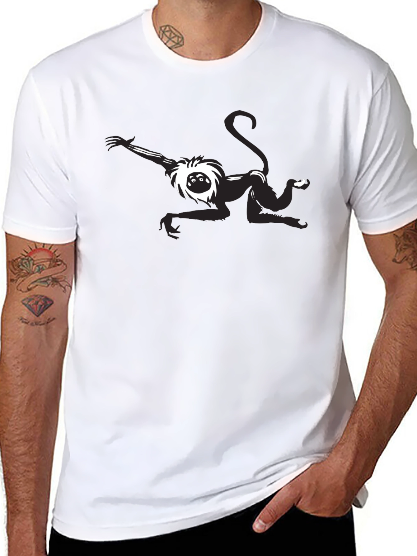 Monkey Graphic Tee - Black Cotton Comfort
