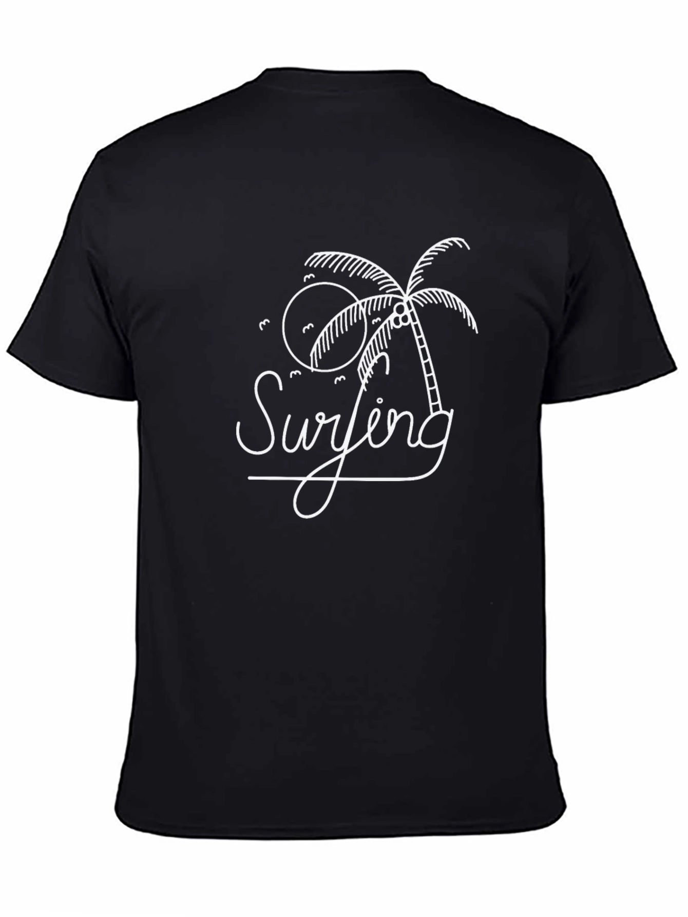 Black Surfing Palm Tree Graphic Tee