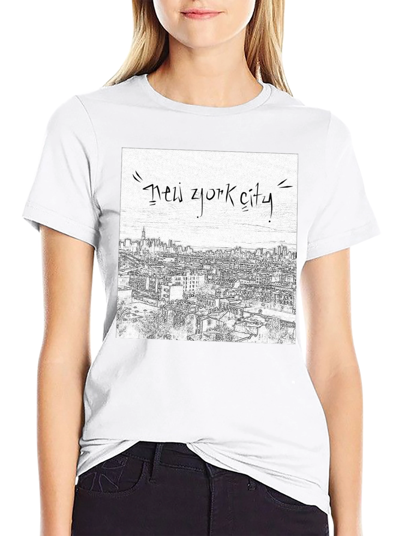 New York City Sketch Graphic Tee - Black