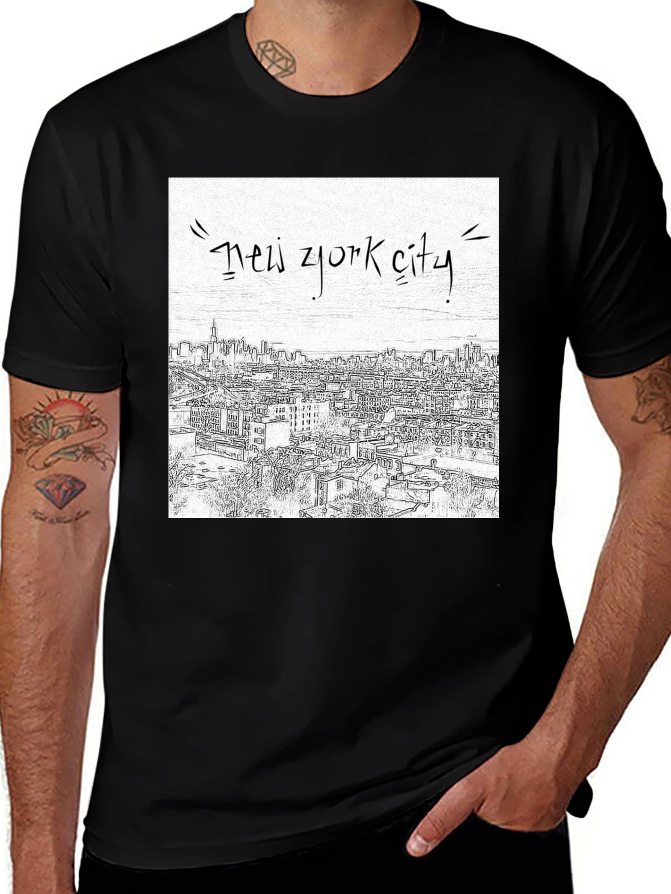 New York City Sketch Graphic Tee - Black
