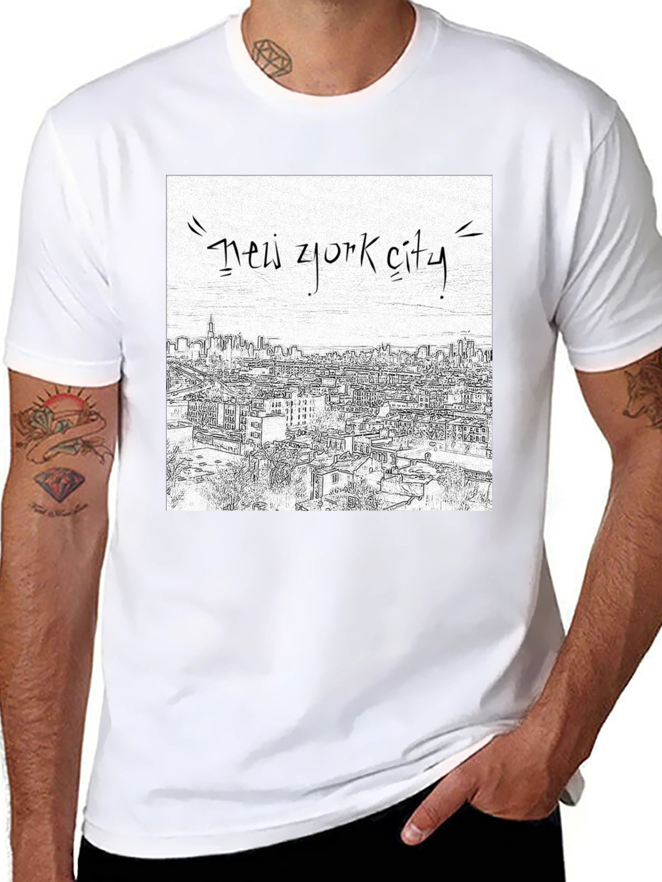 New York City Sketch Graphic Tee - Black