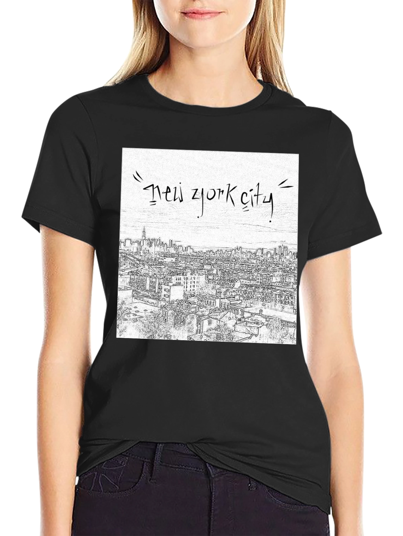 New York City Sketch Graphic Tee - Black