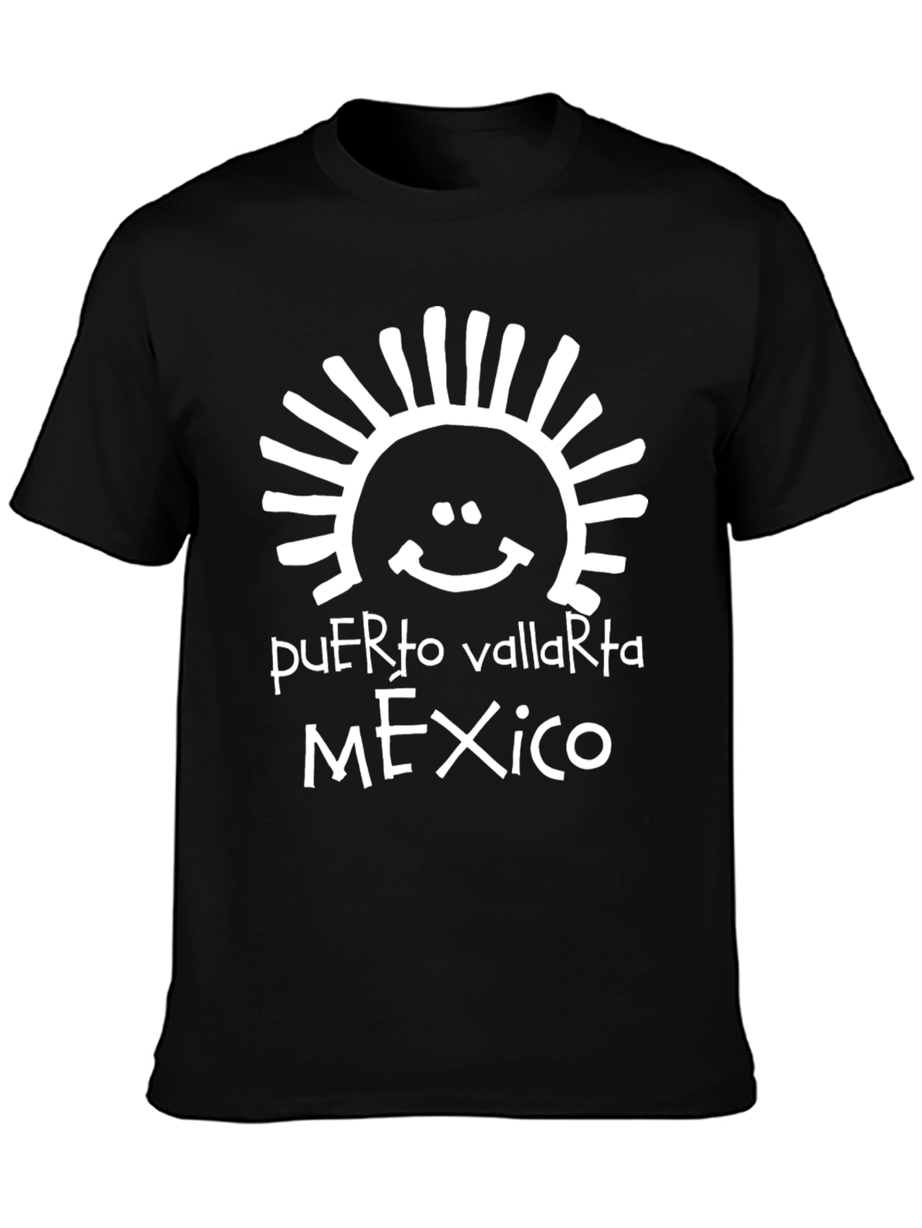 Puerto Vallarta Mexico Graphic Tee - Black Cotton T-Shirt