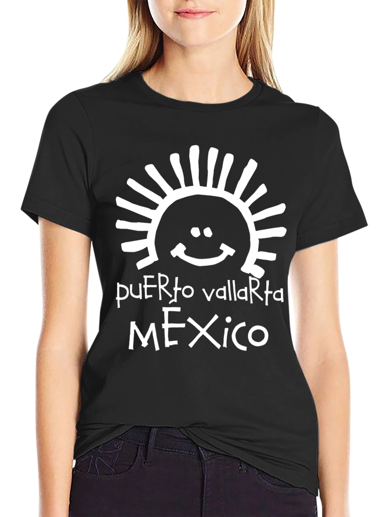 Puerto Vallarta Mexico Graphic Tee - Black Cotton T-Shirt