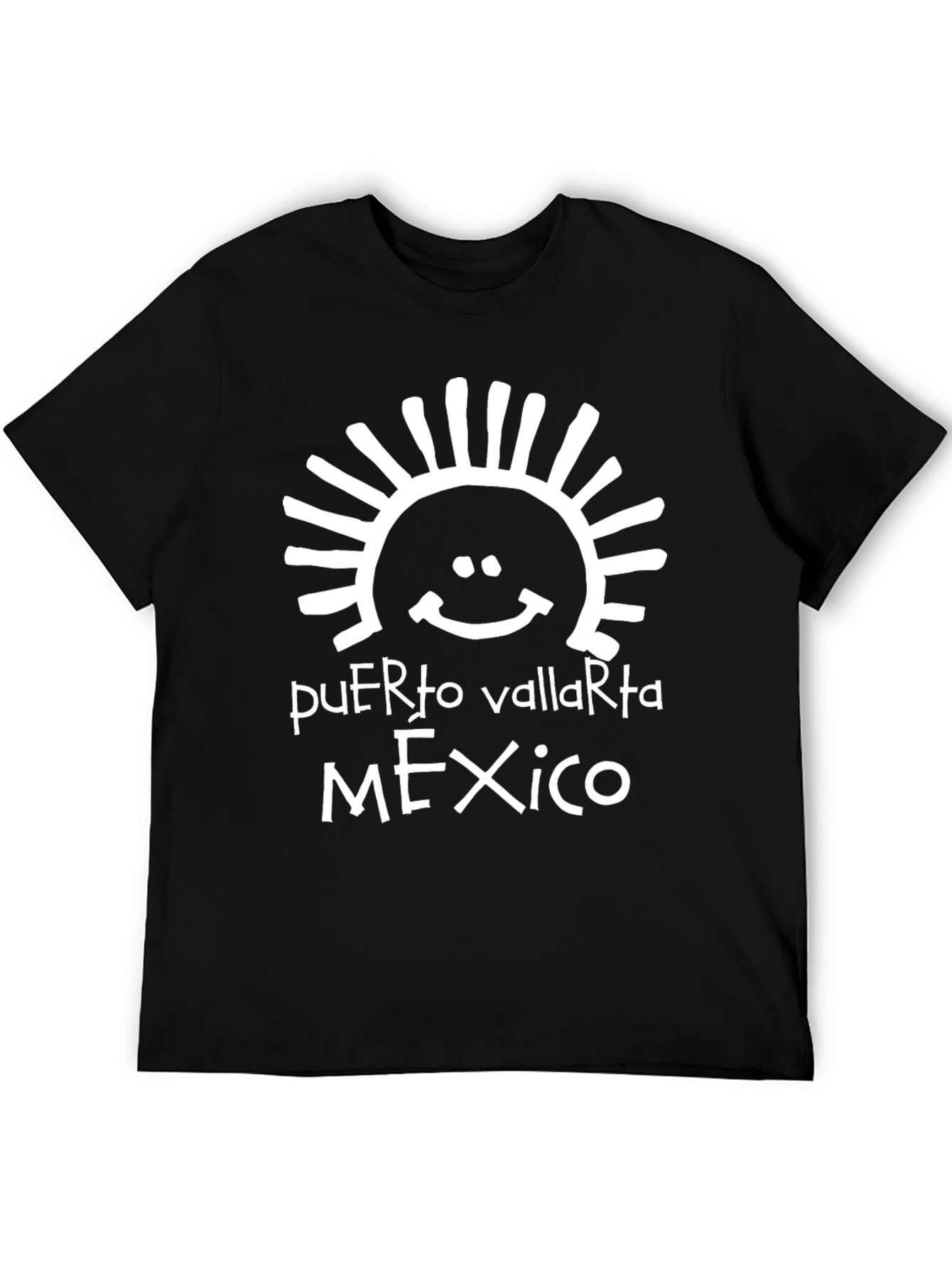 Puerto Vallarta Mexico Graphic Tee - Black Cotton T-Shirt