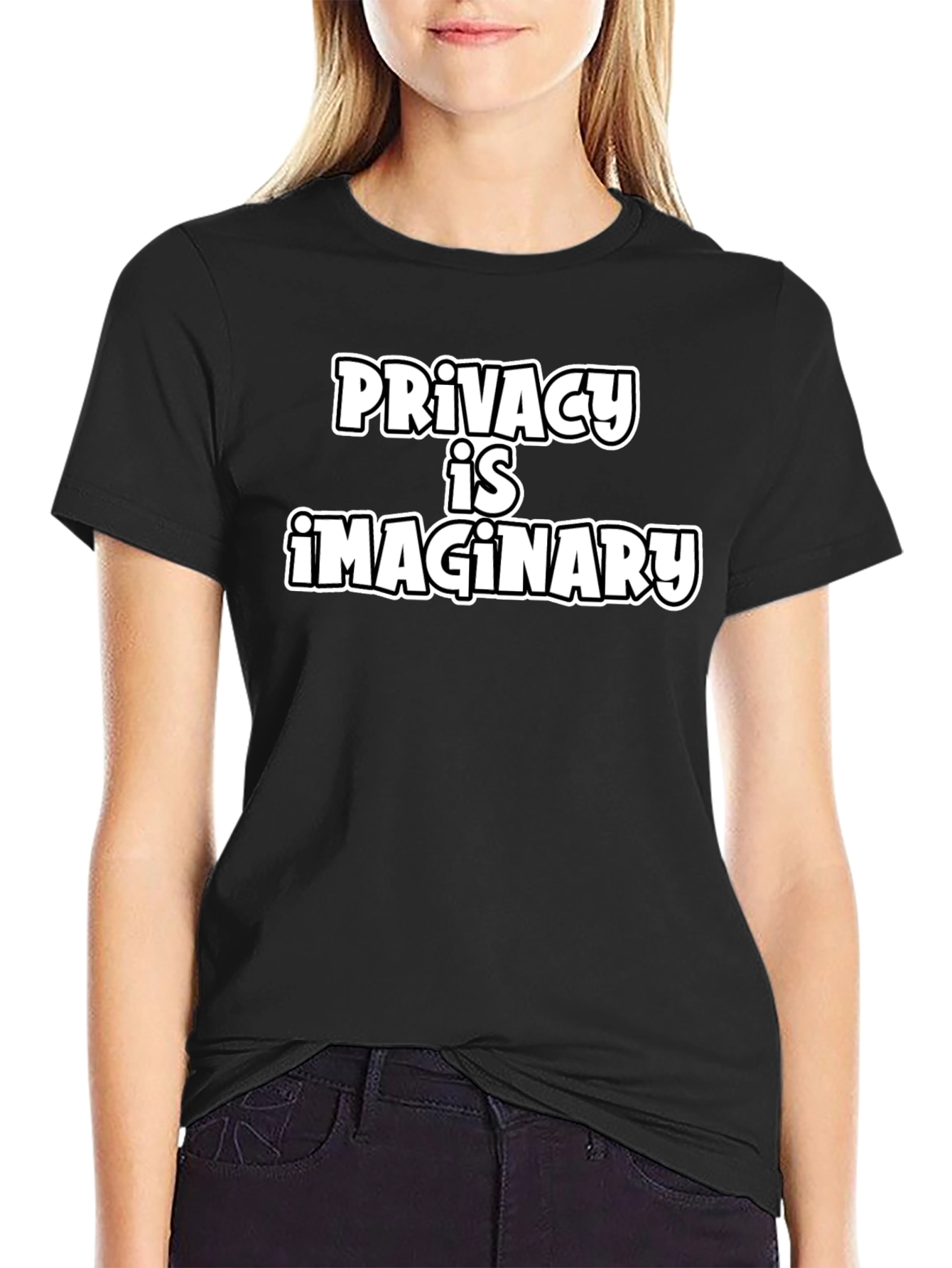 Privacy Is Imaginary Graphic Tee - Black