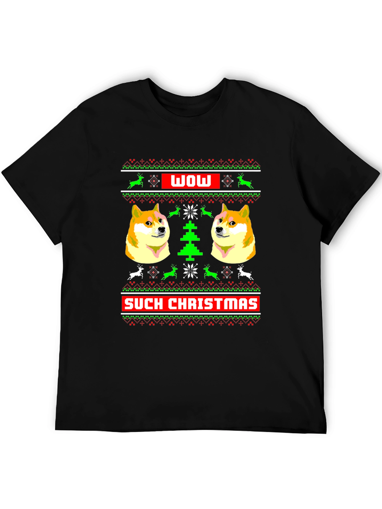 Doge Christmas Sweater T-Shirt - Wow Such Christmas