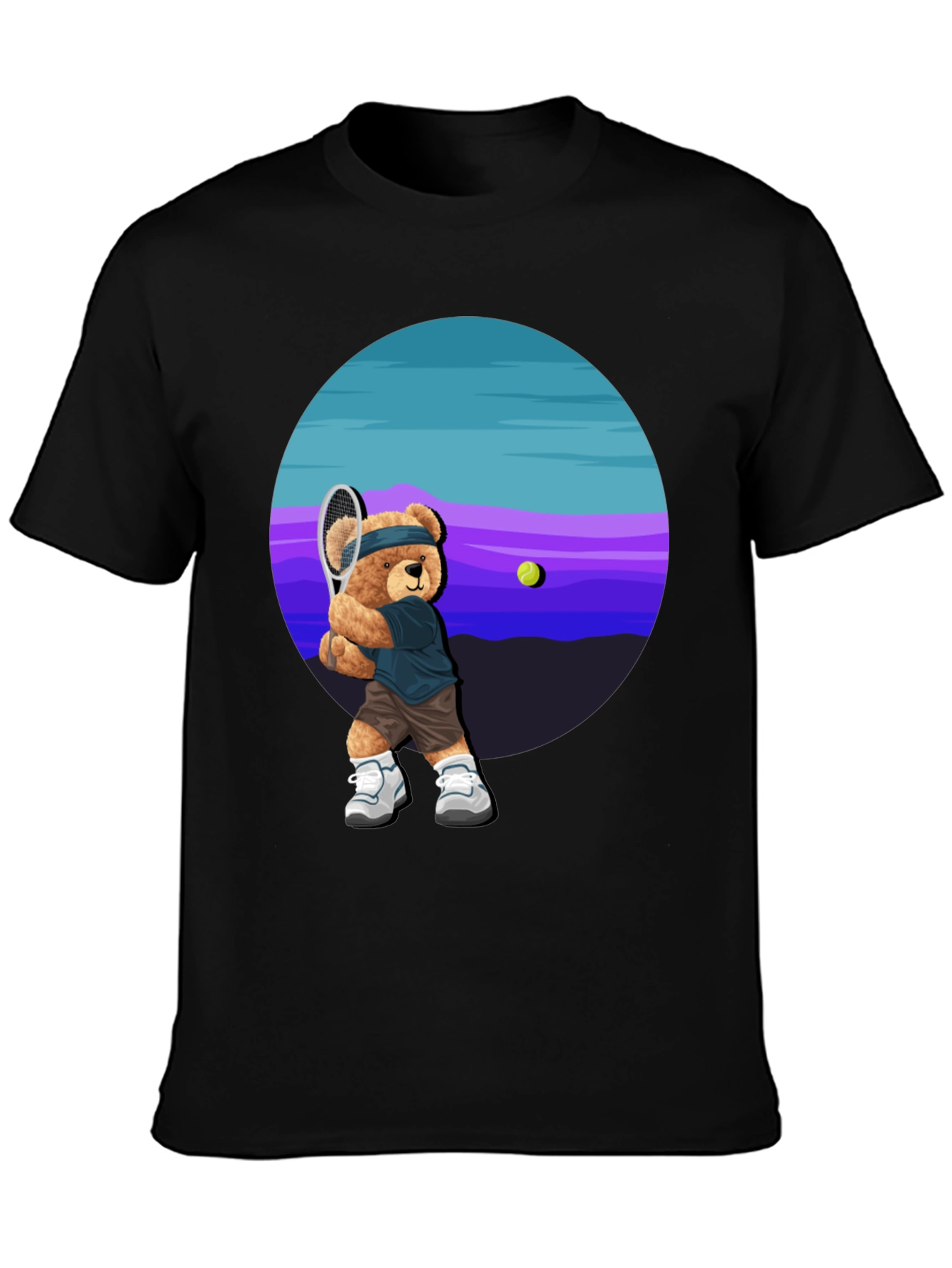 Tennis Bear Graphic Tee - Cool Casual Shirt