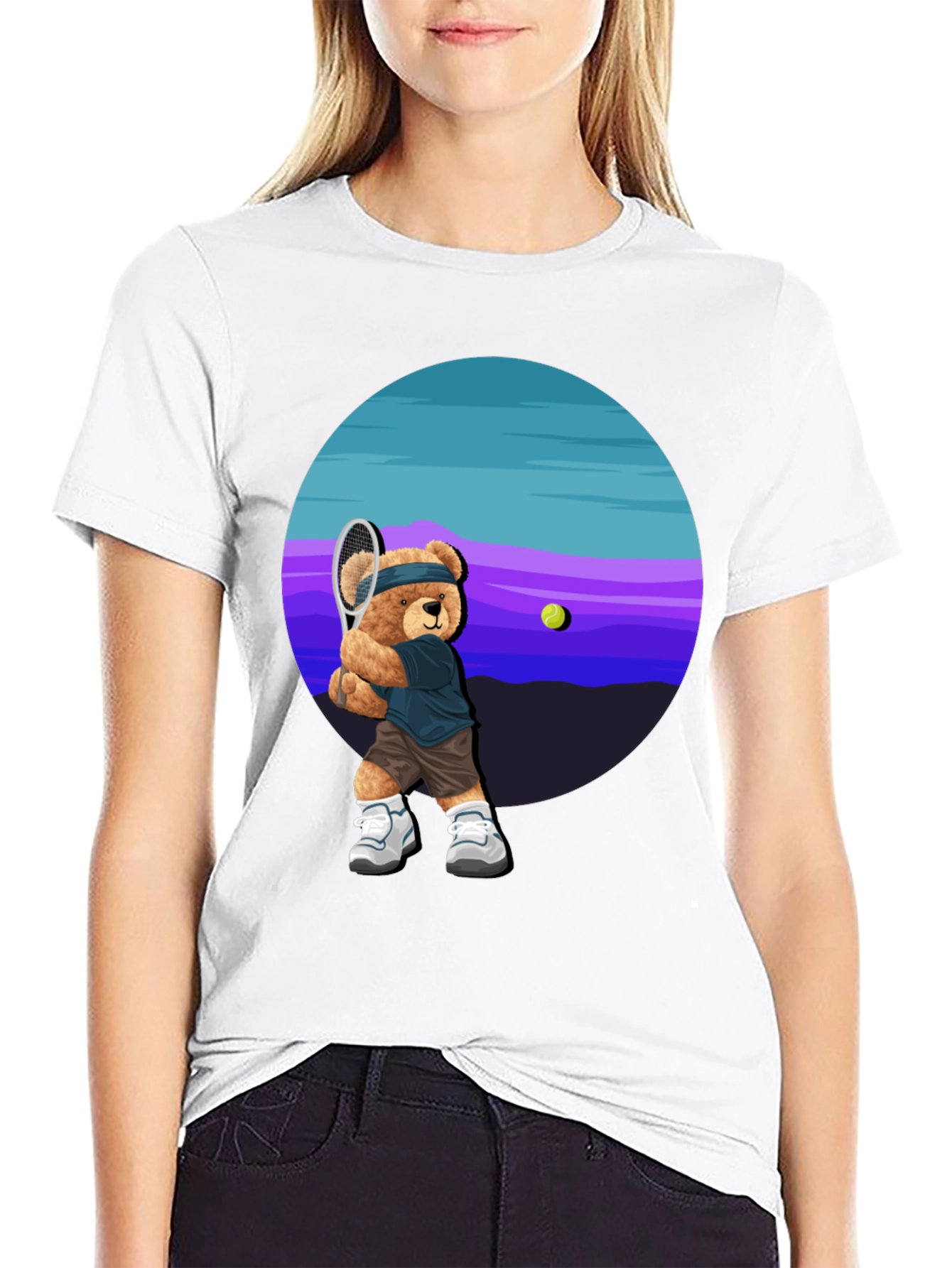 Tennis Bear Graphic Tee - Cool Casual Shirt