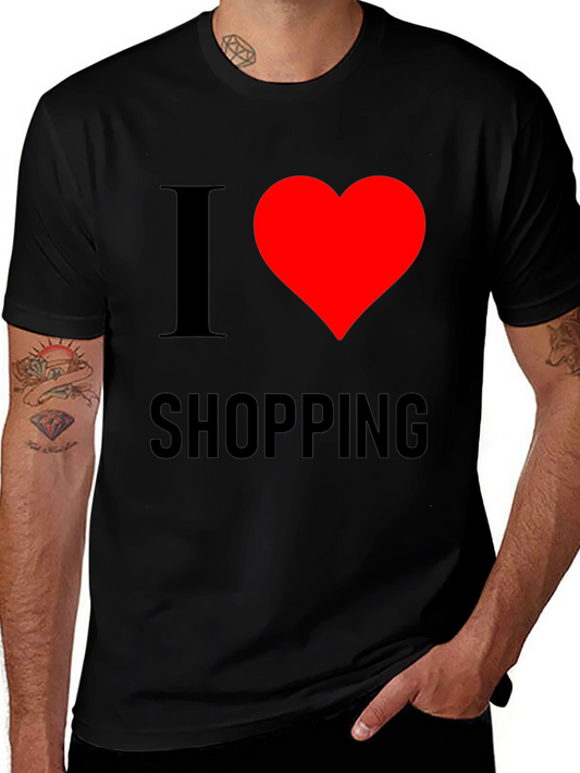 I Love Shopping T-Shirt - Black Cotton Tee