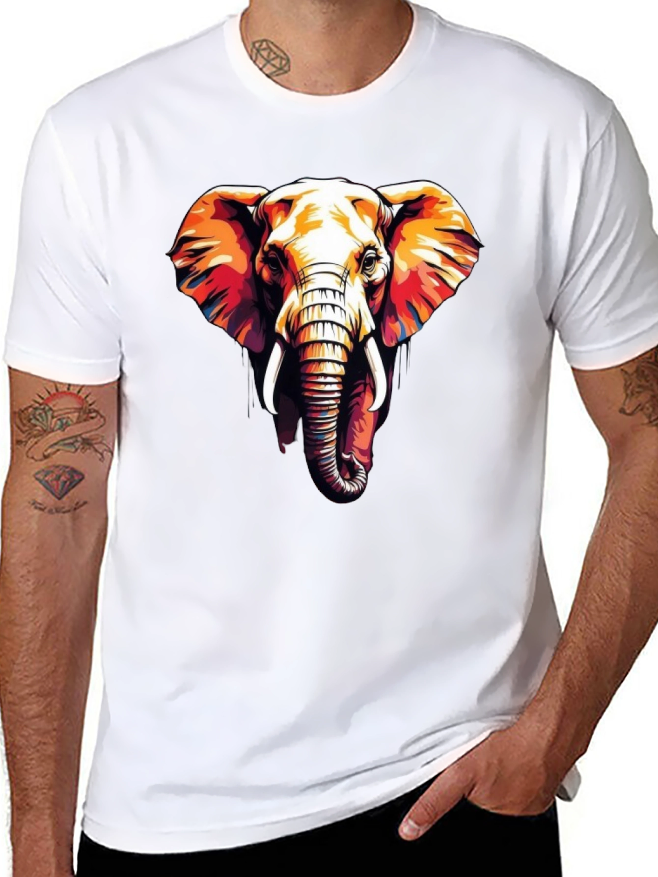 Elephant Graphic Print Black Tee