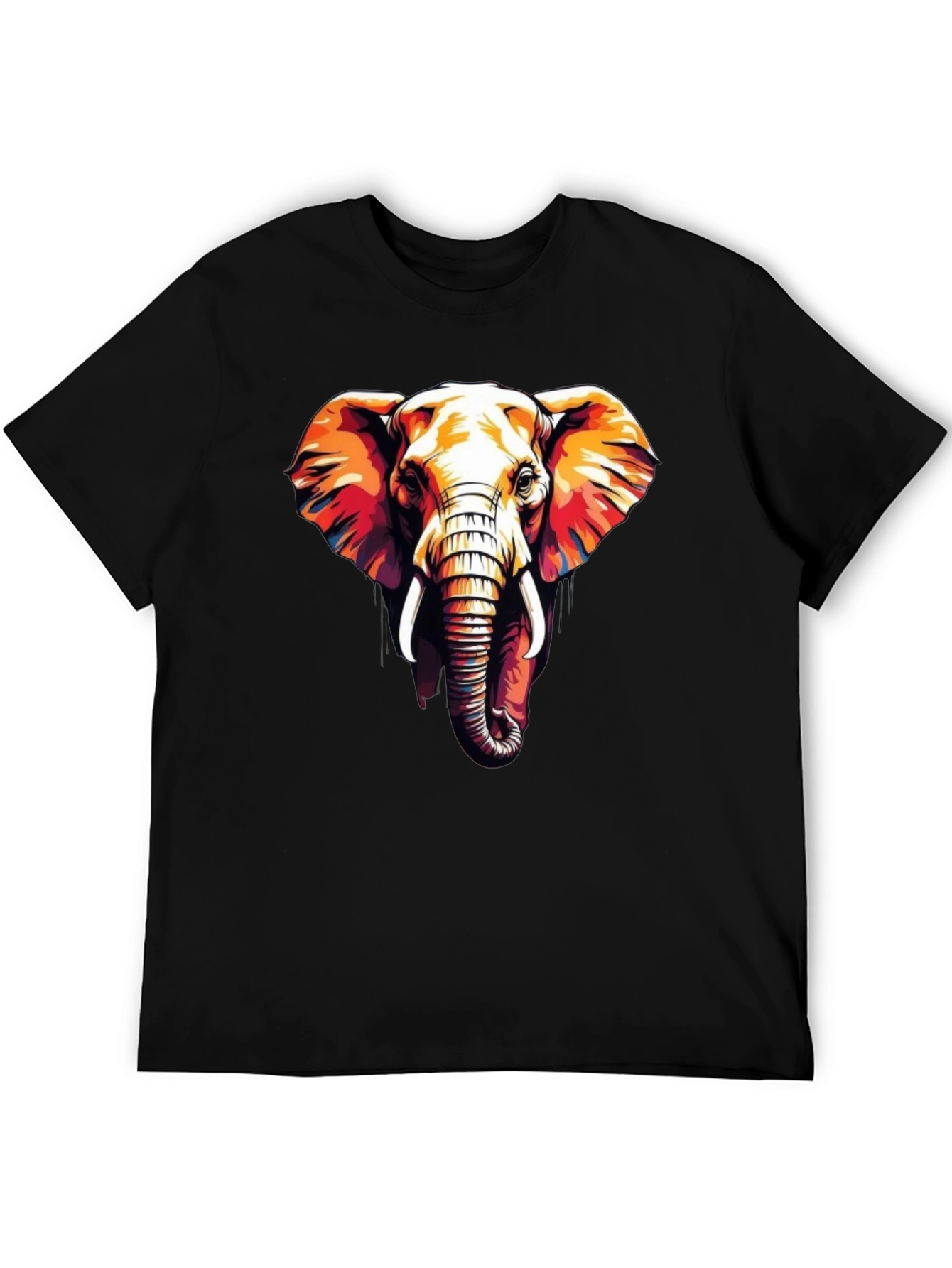 Elephant Graphic Print Black Tee