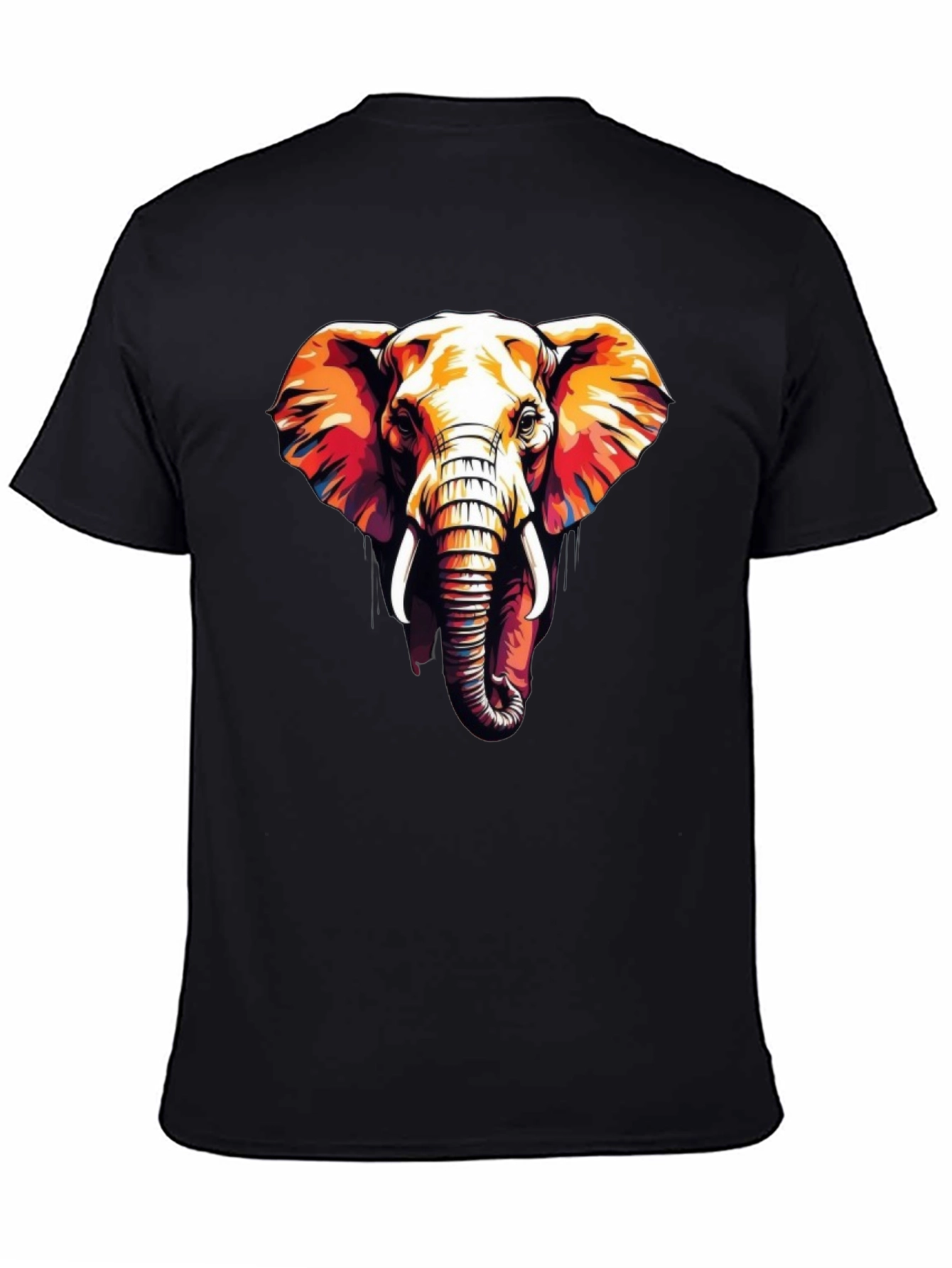 Elephant Graphic Print Black Tee