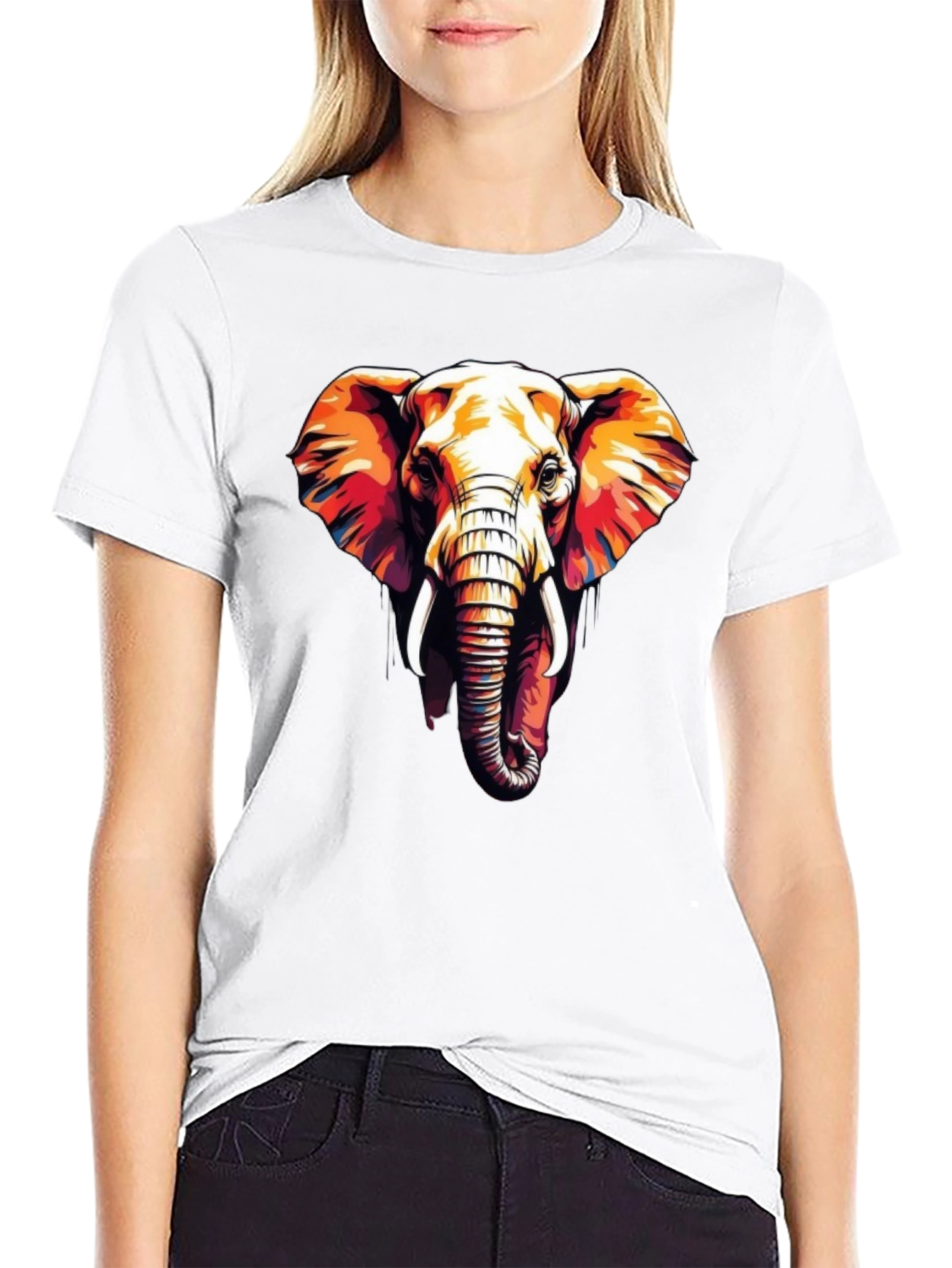 Elephant Graphic Print Black Tee