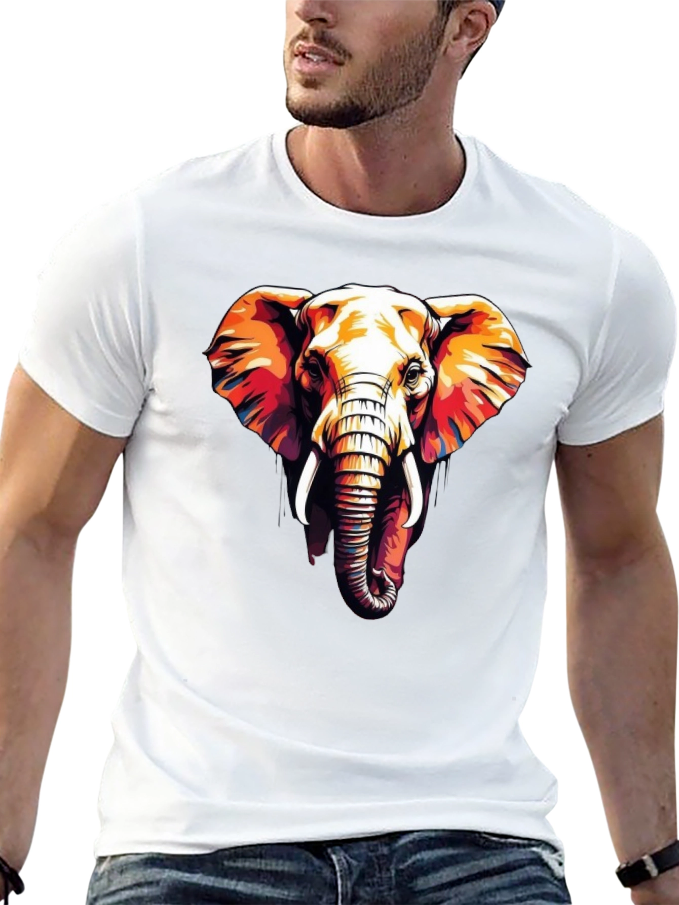 Elephant Graphic Print Black Tee