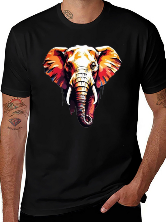 Elephant Graphic Print Black Tee